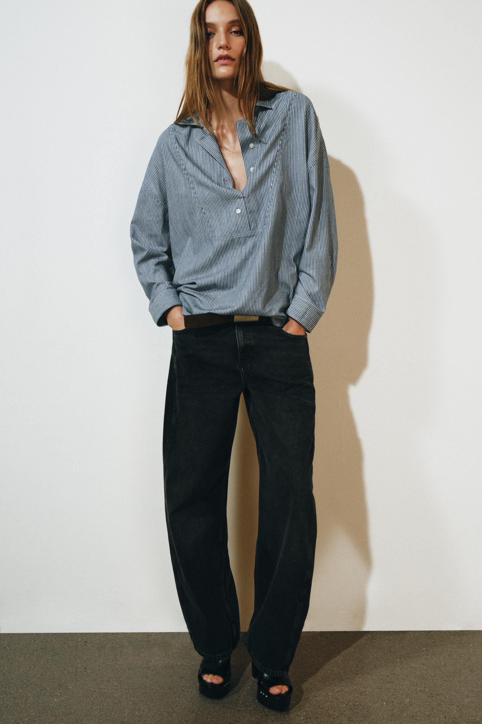 Рубашка ZW COLLECTION в полоску — ZARA