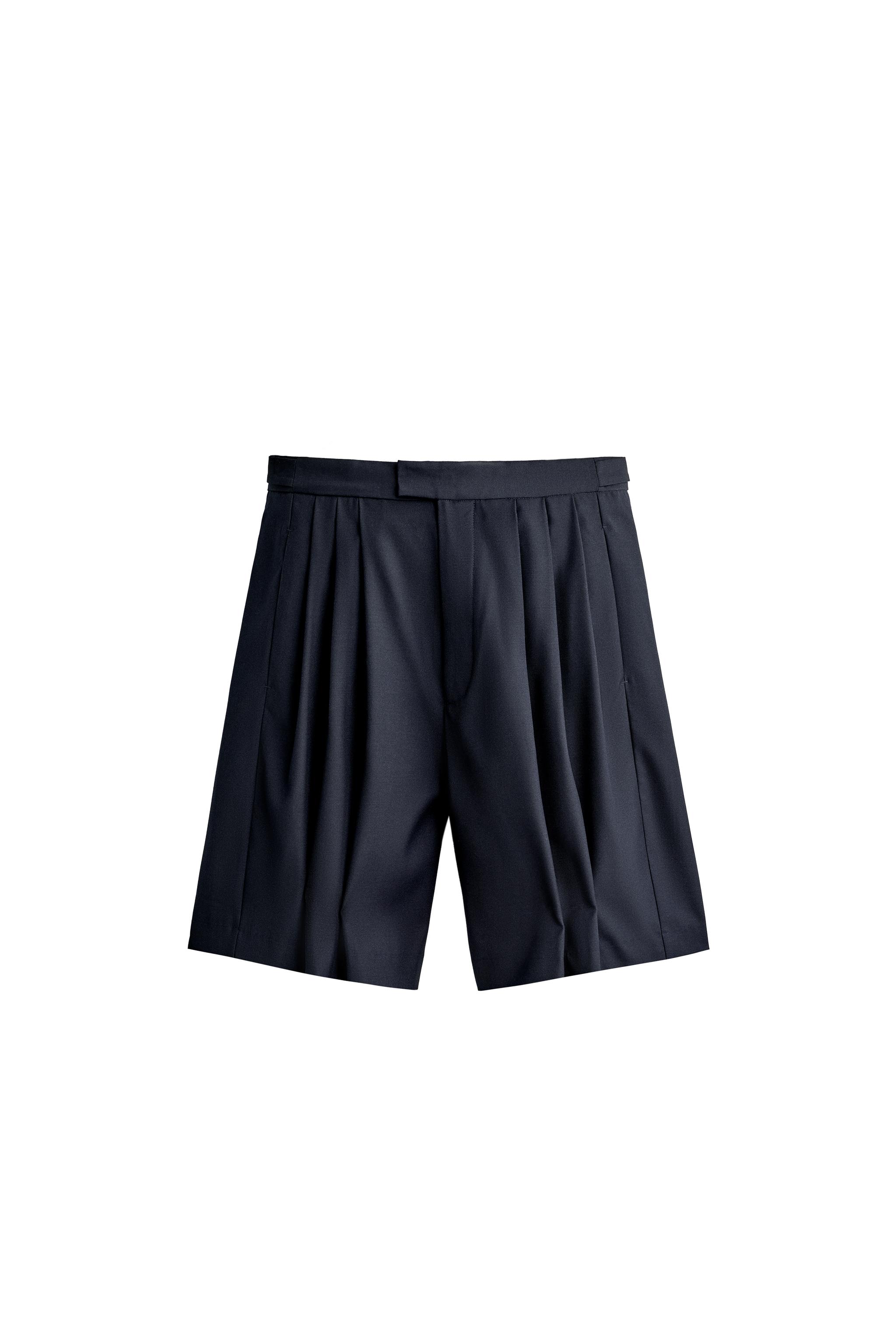 WIDE-LEG WOOL BLEND BERMUDA SHORTS — ZARA