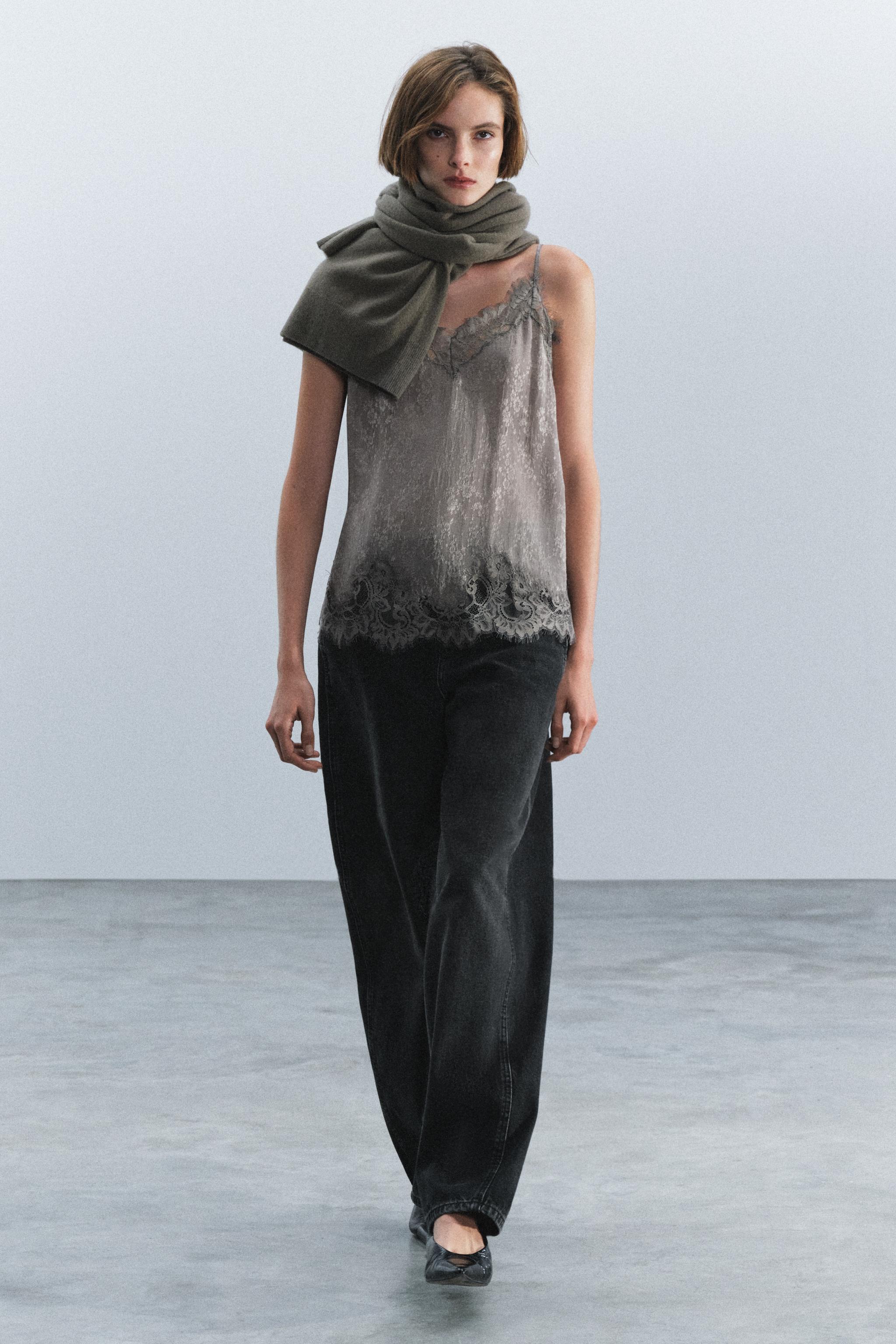 ZW COLLECTION JACQUARD LINGERIE-STYLE TOP — ZARA