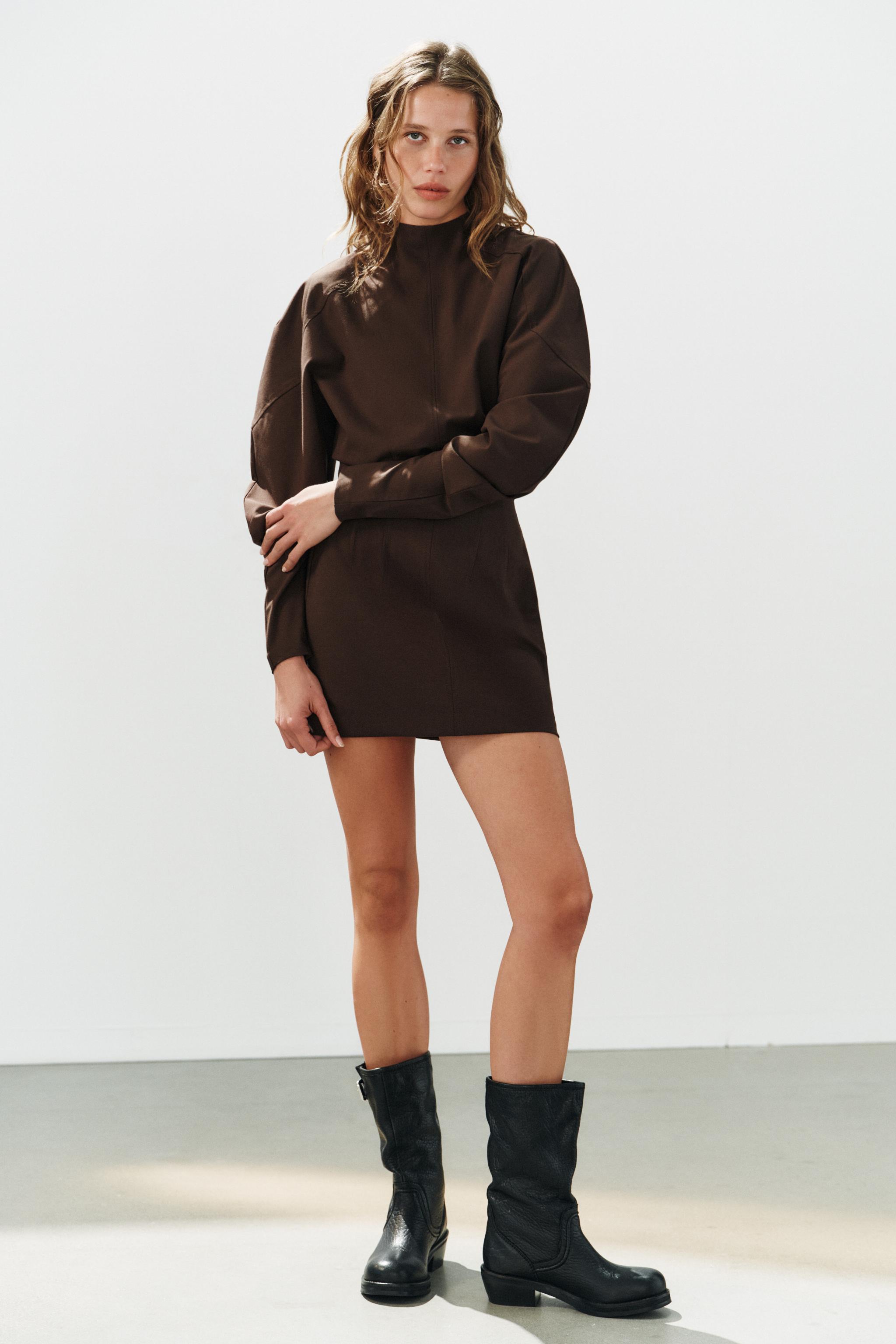 Мини-платье с объемными рукавами — ZARA