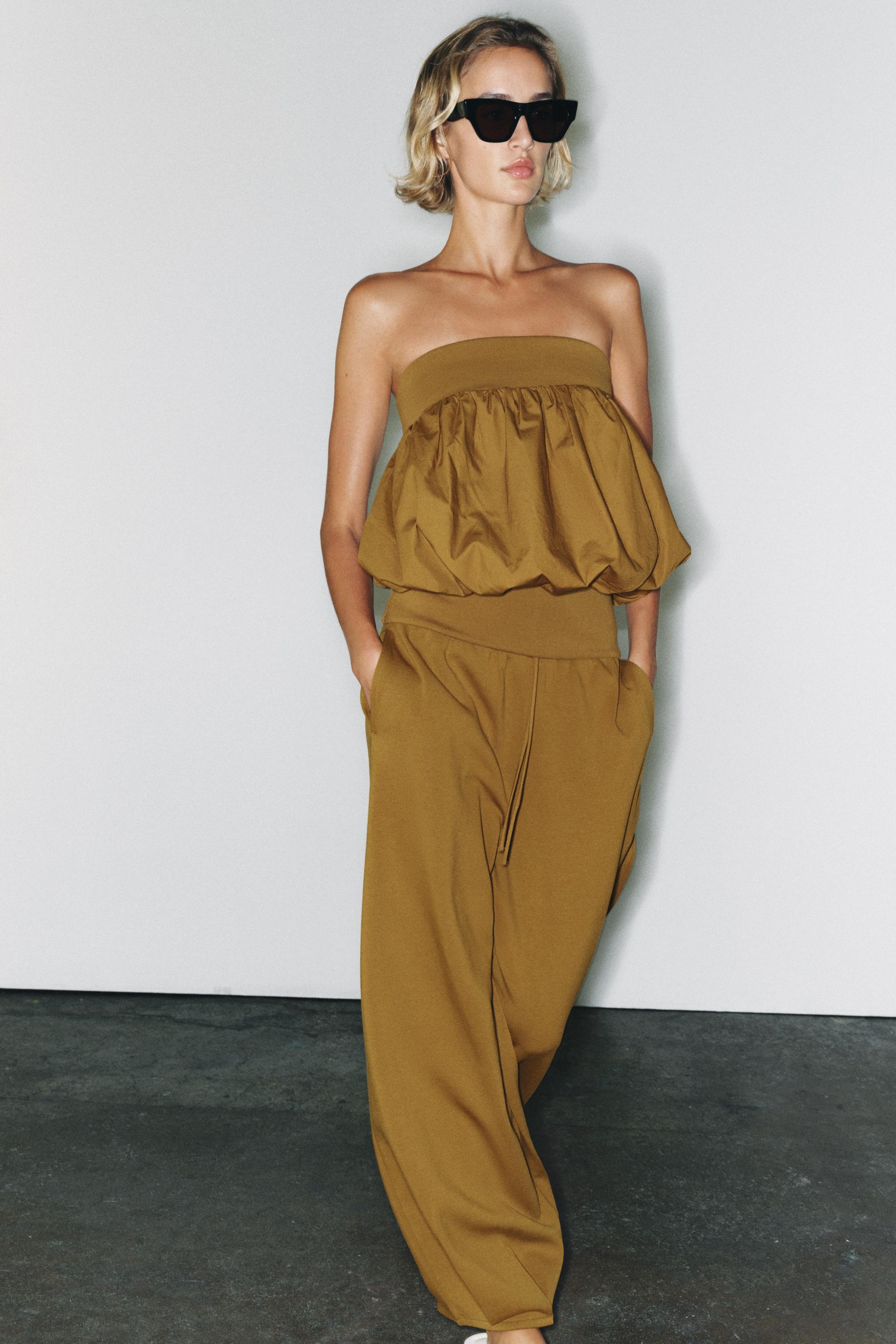 КОМБИНИРОВАННЫЙ ТОП БЕЗ БРЕТЕЛЕЙ — ZARA