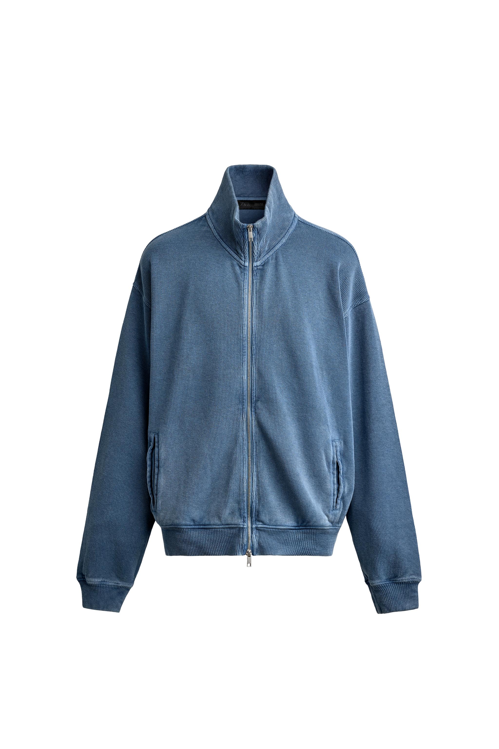 КУРТКА В РУБЧИК С МОЛНИЕЙ И ЭФФЕКТОМ ПОТЕРТОСТИ — ZARA
