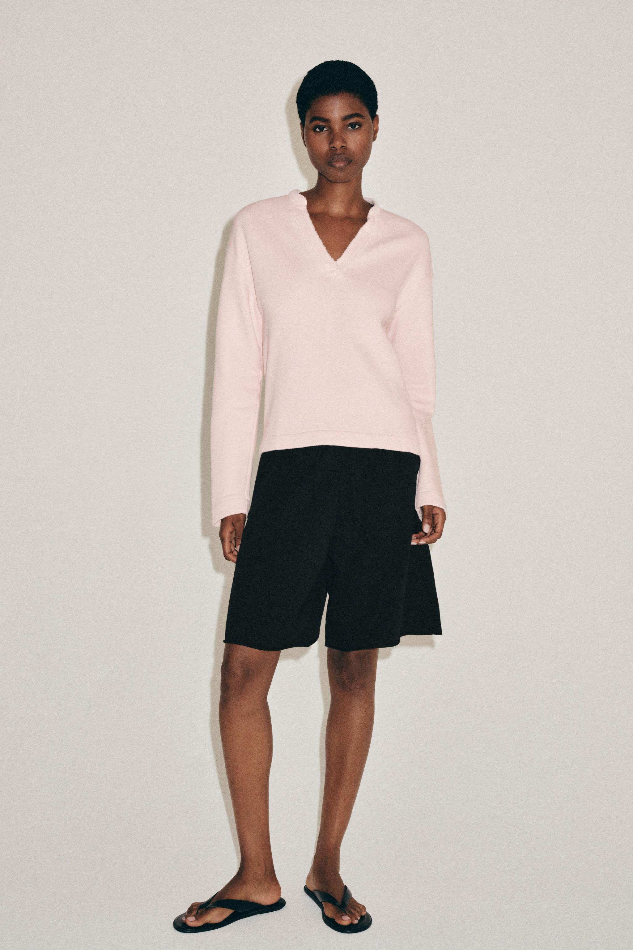 Свитшот из хлопка с V-образным вырезом — ZARA