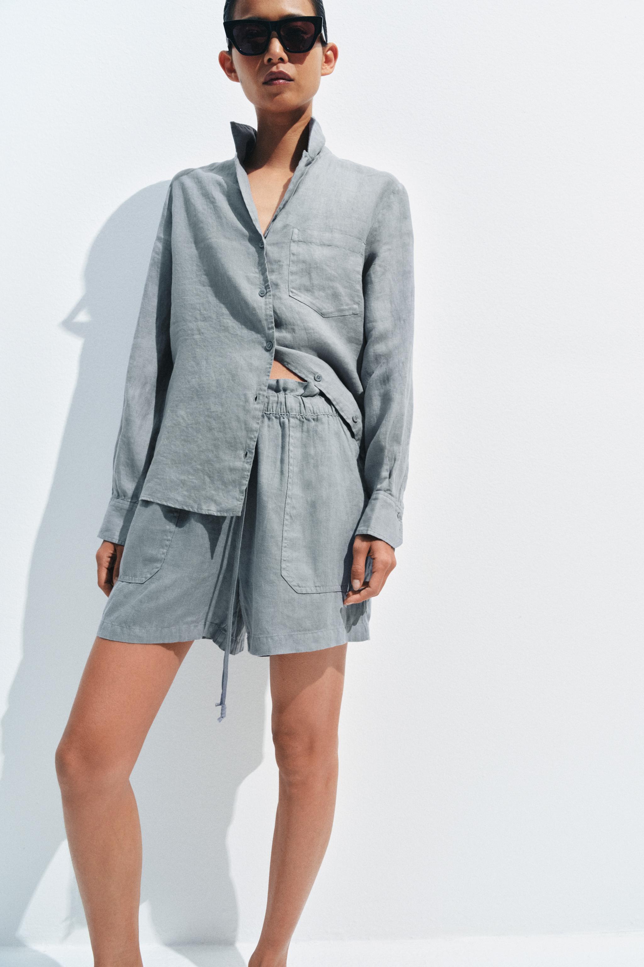Шорты ZW COLLECTION из льна — ZARA