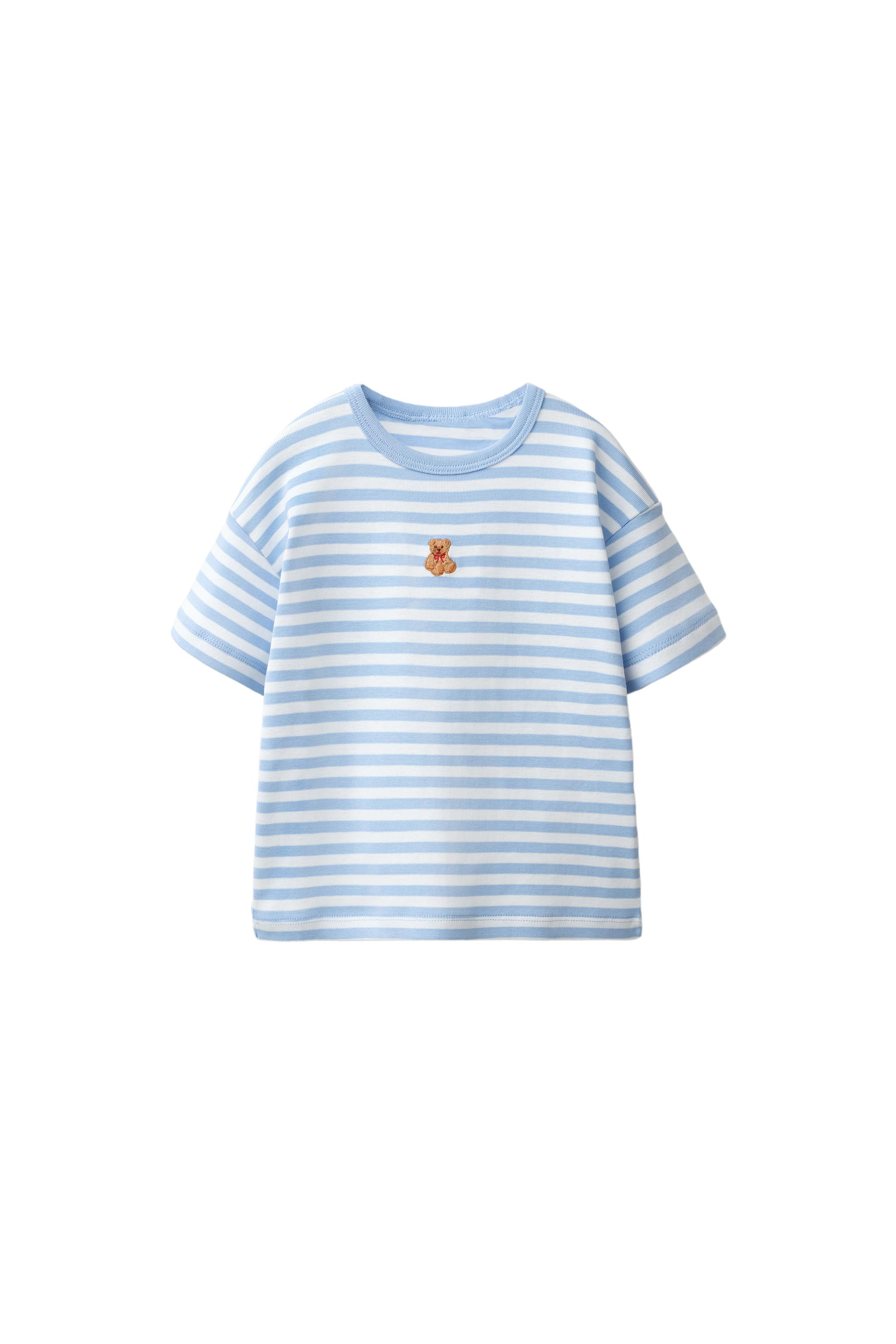 Футболка в полоску с вышивкой медведя — ZARA