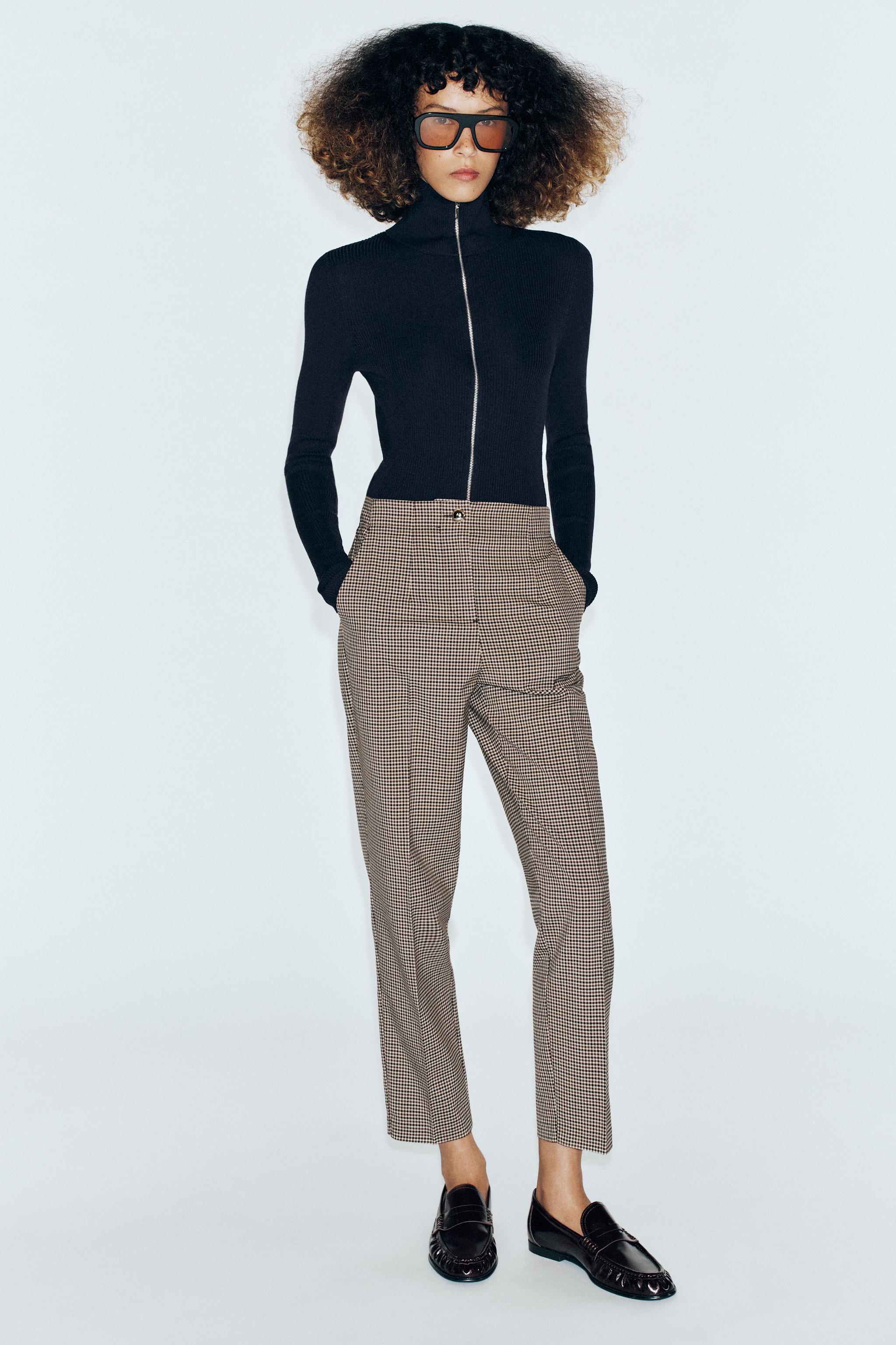 Брюки укороченного кроя с высокой посадкой — ZARA