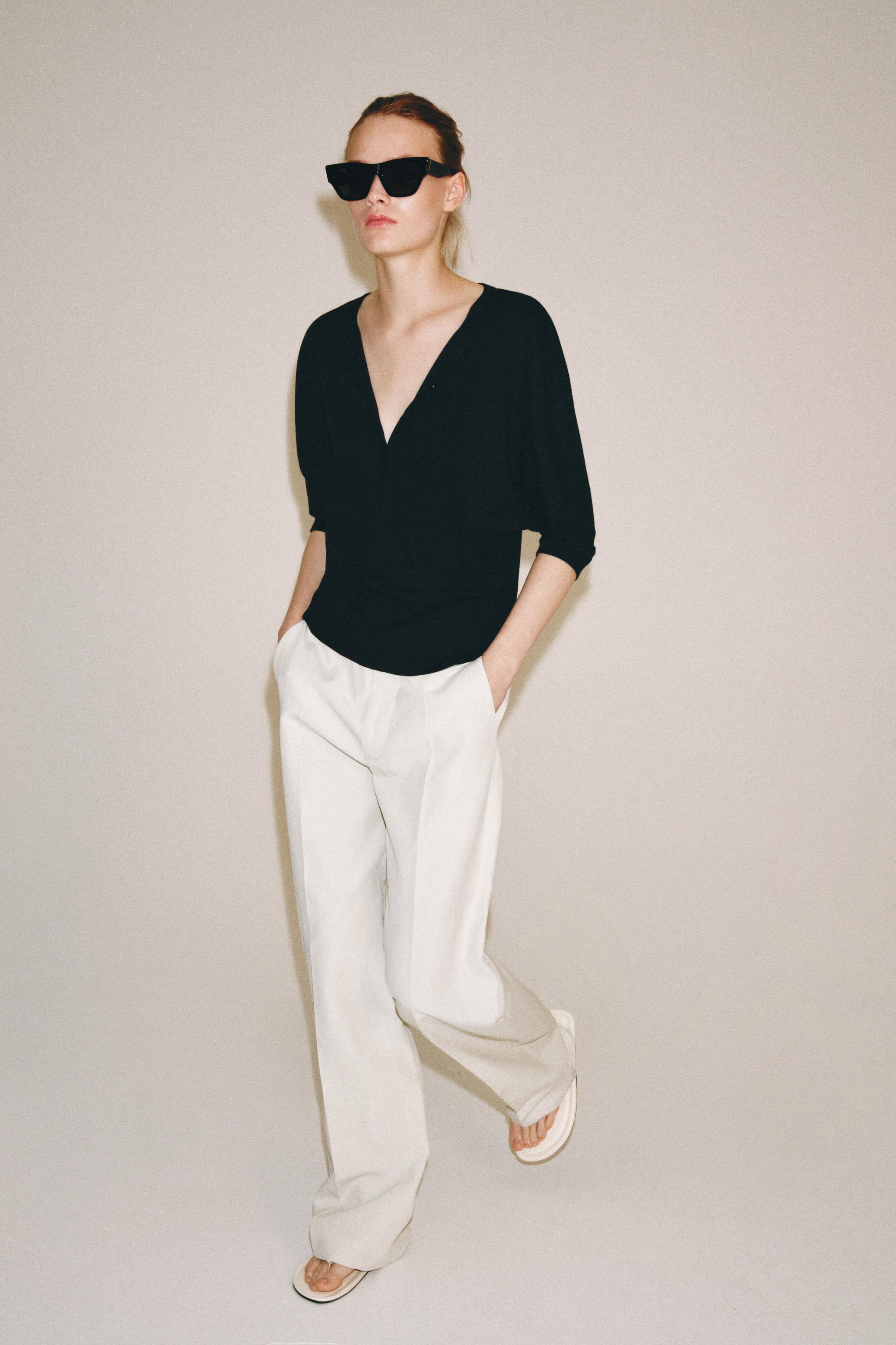 Футболка хенли из хлопка — ZARA