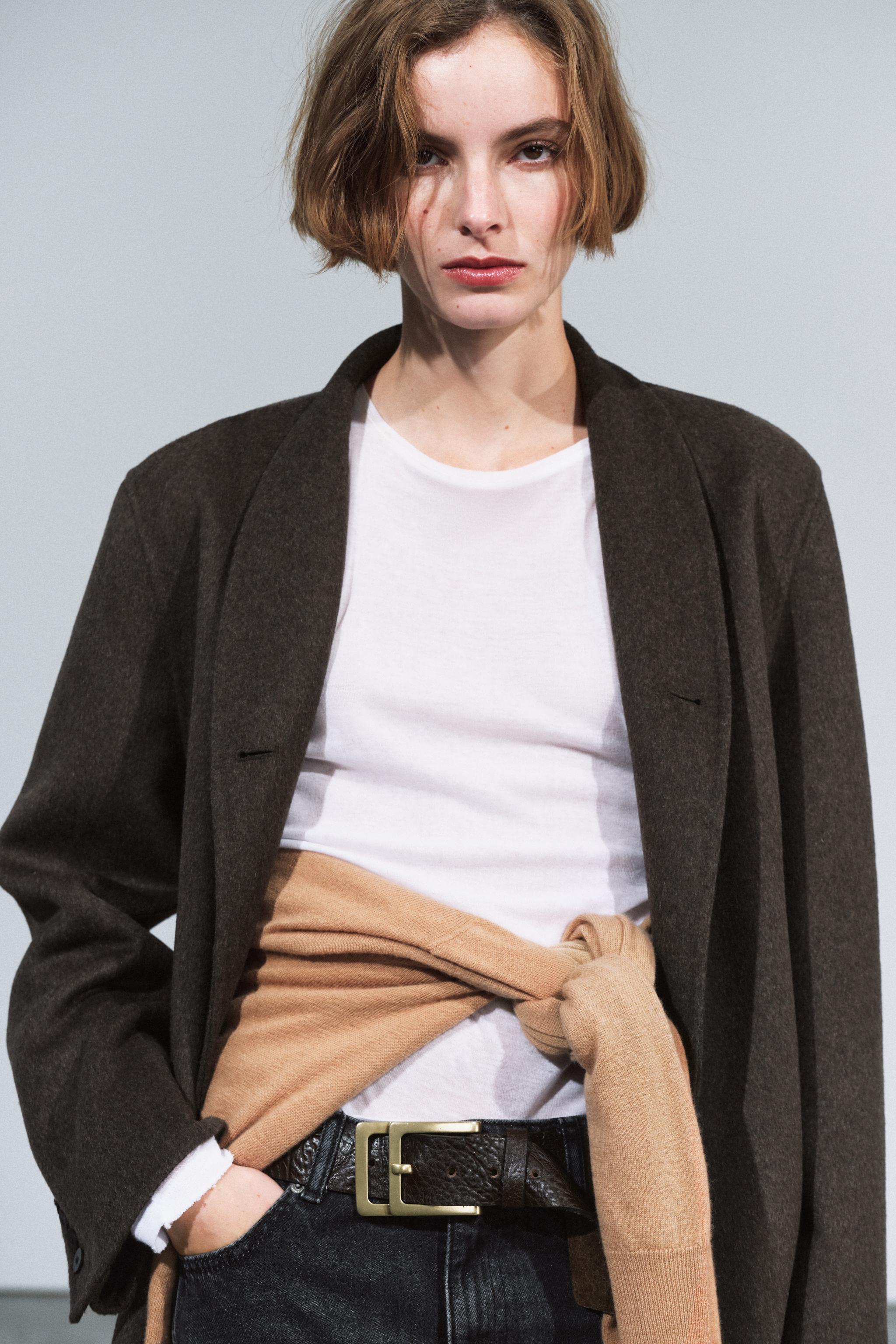 100% LEATHER DOUBLE BUCKLE BELT — ZARA