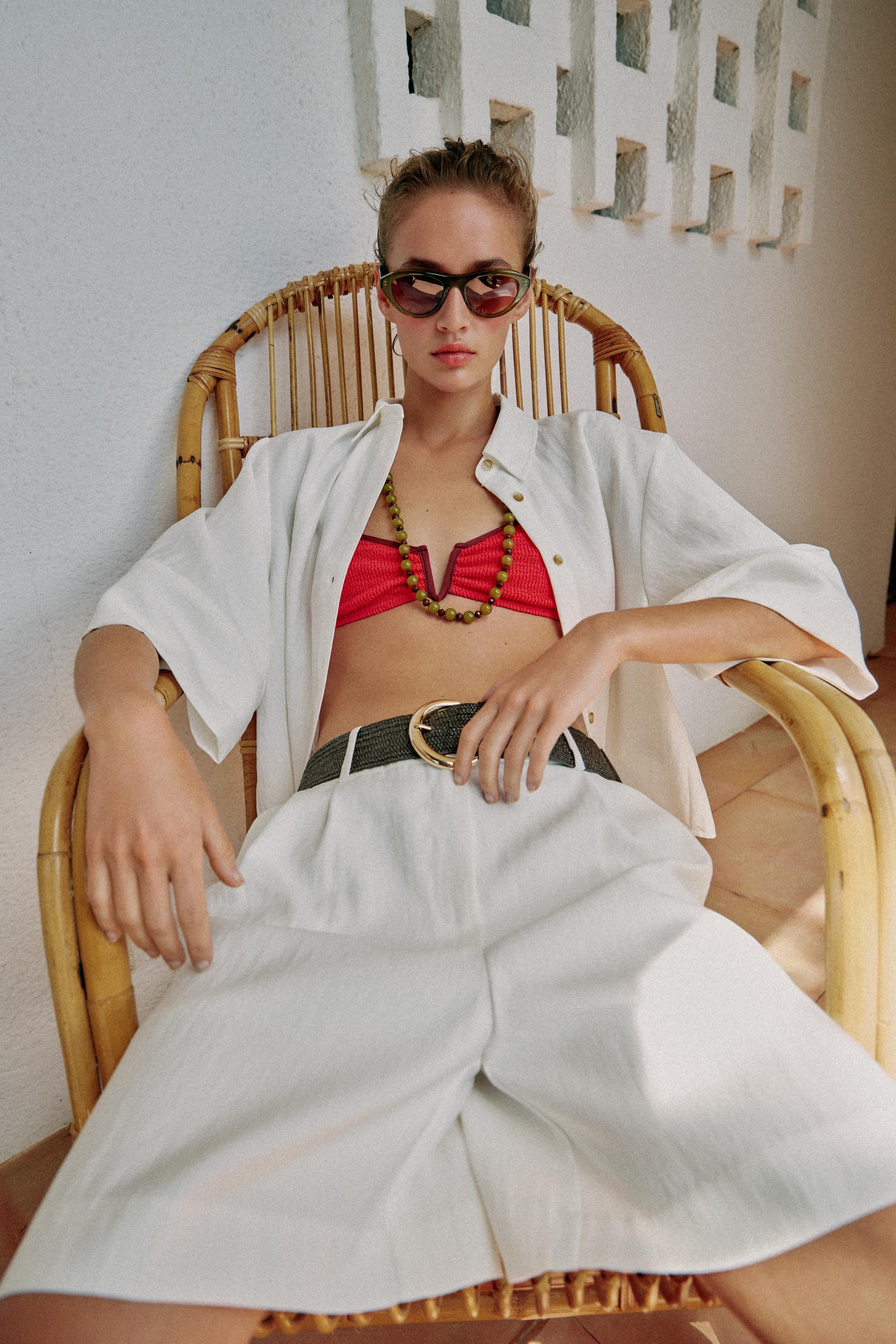 Бермуды с поясом и вытачками — ZARA