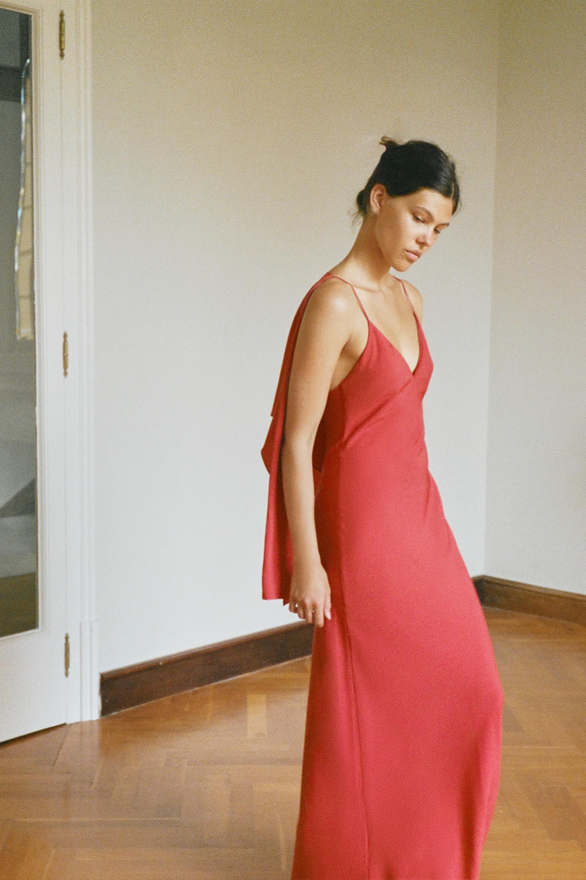 Платье-накидка из шифона в пол — ZARA