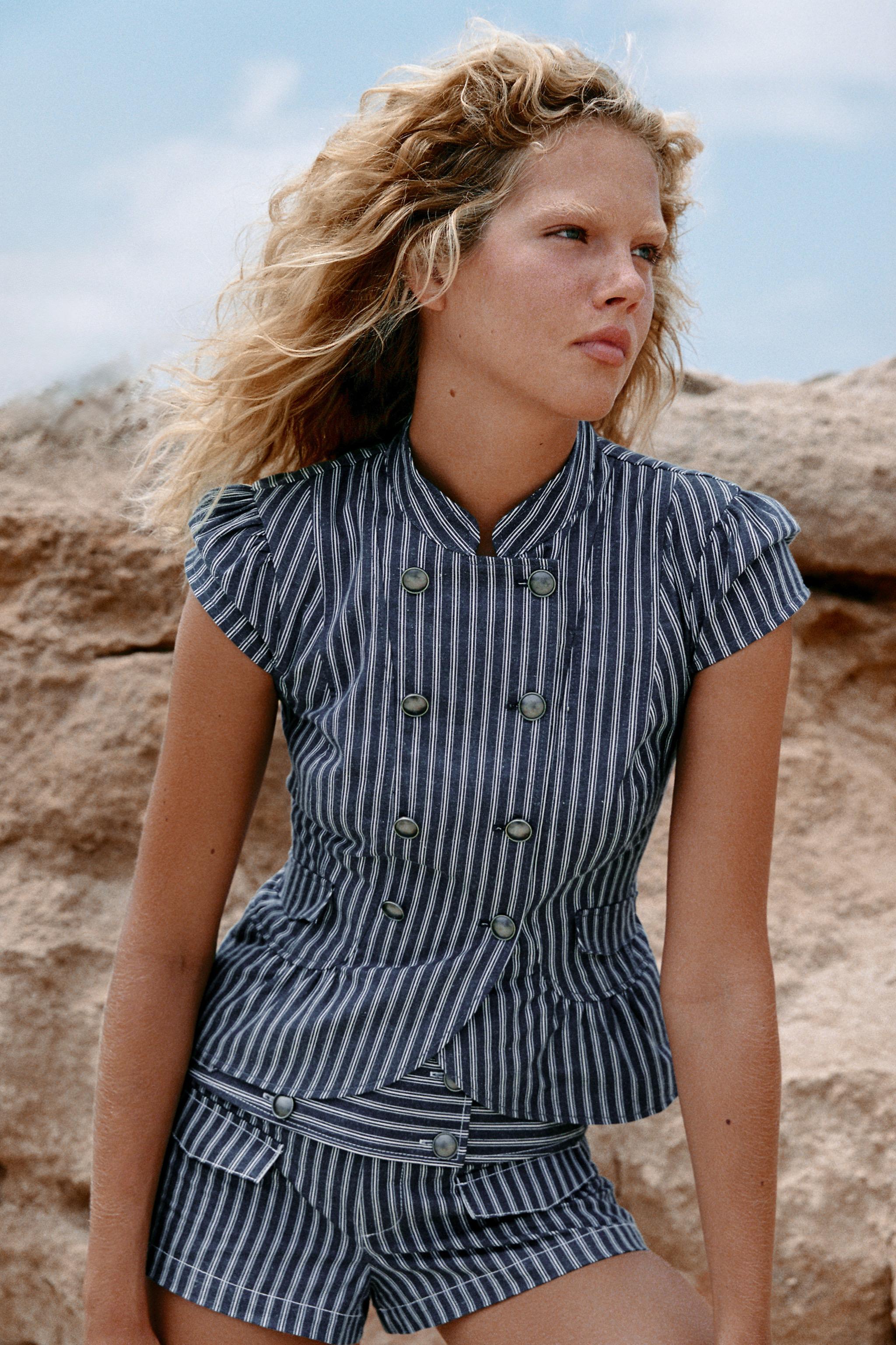 Топ в полоску на пуговицах — ZARA