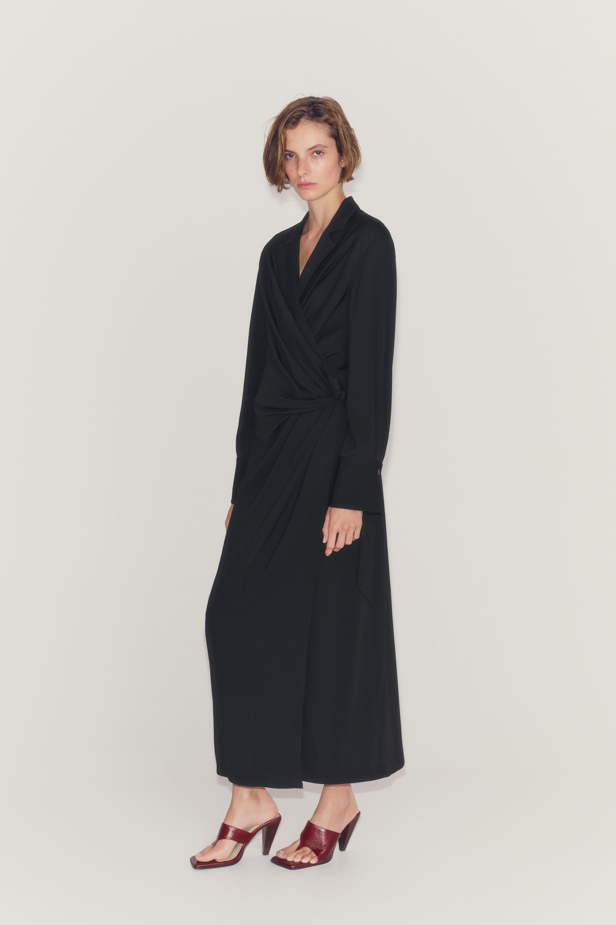 Платье ZW COLLECTION из сатина с узлом — ZARA