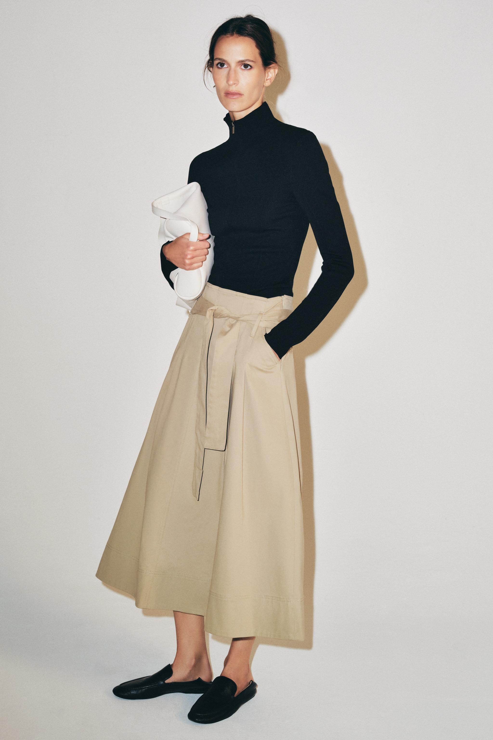ЮБКА МИДИ С ПОЯСОМ — ZW COLLECTION — ZARA