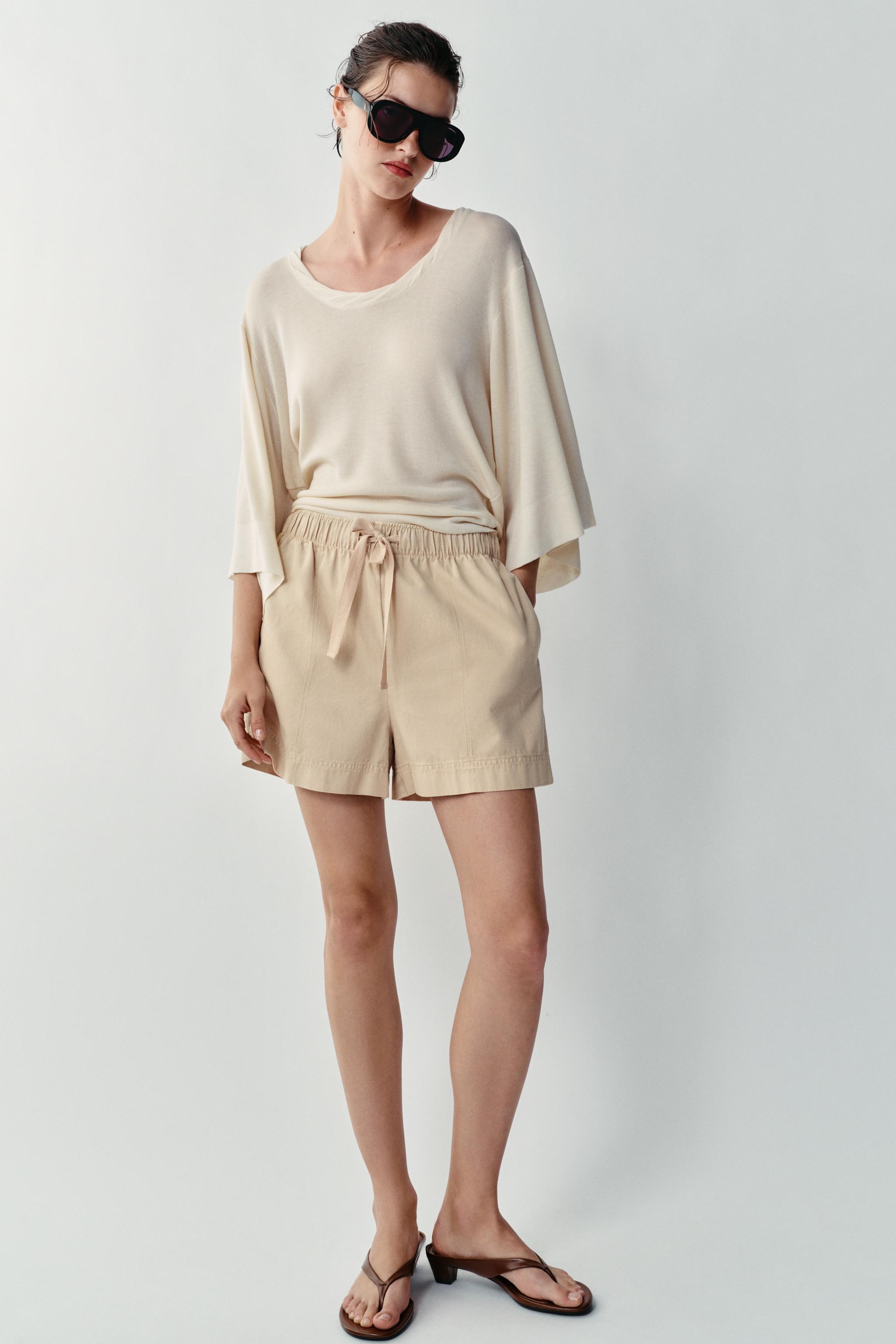 Бермуды из 100% хлопка на эластичном поясе — ZARA
