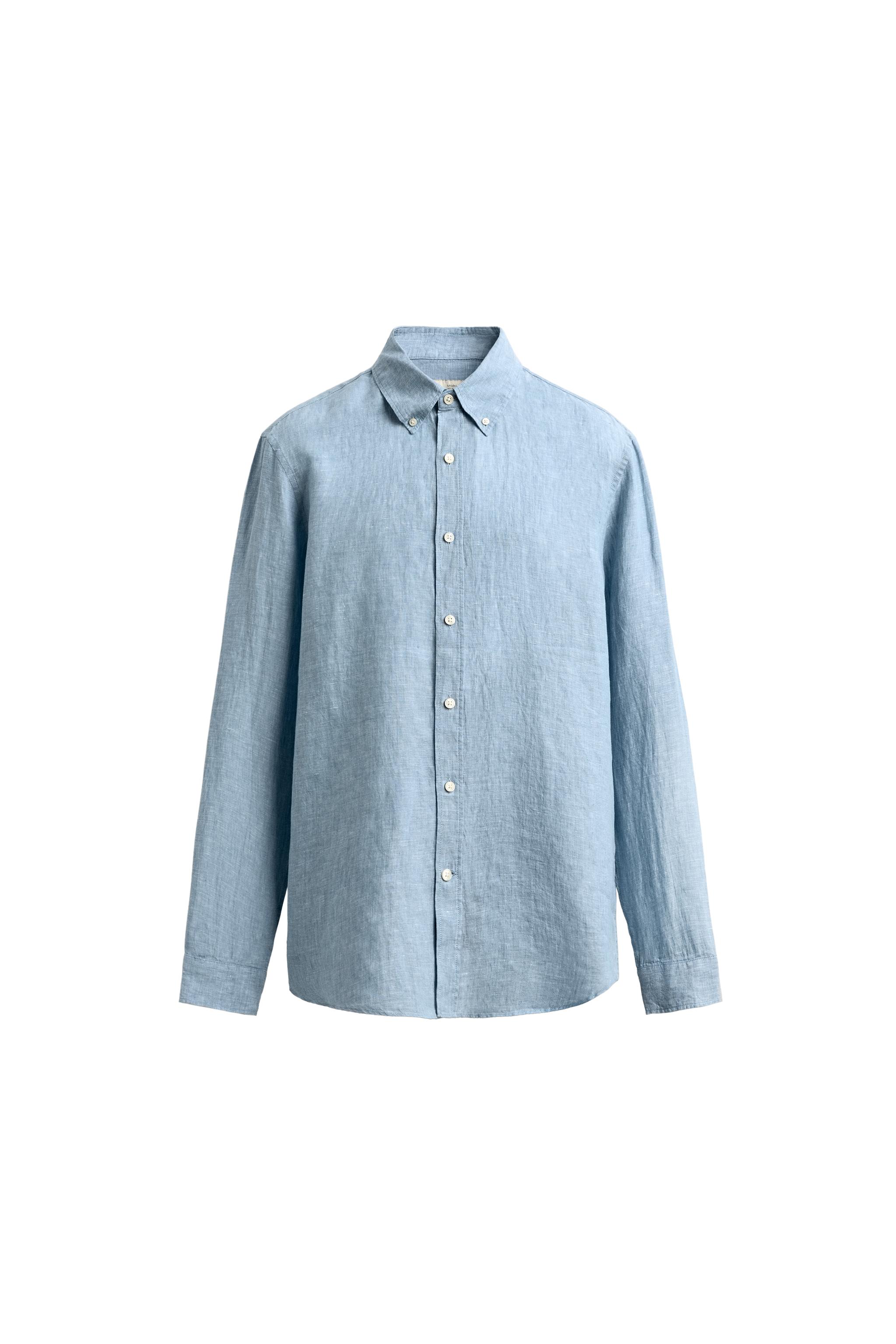 Рубашка классического кроя из 100% льна — ZARA
