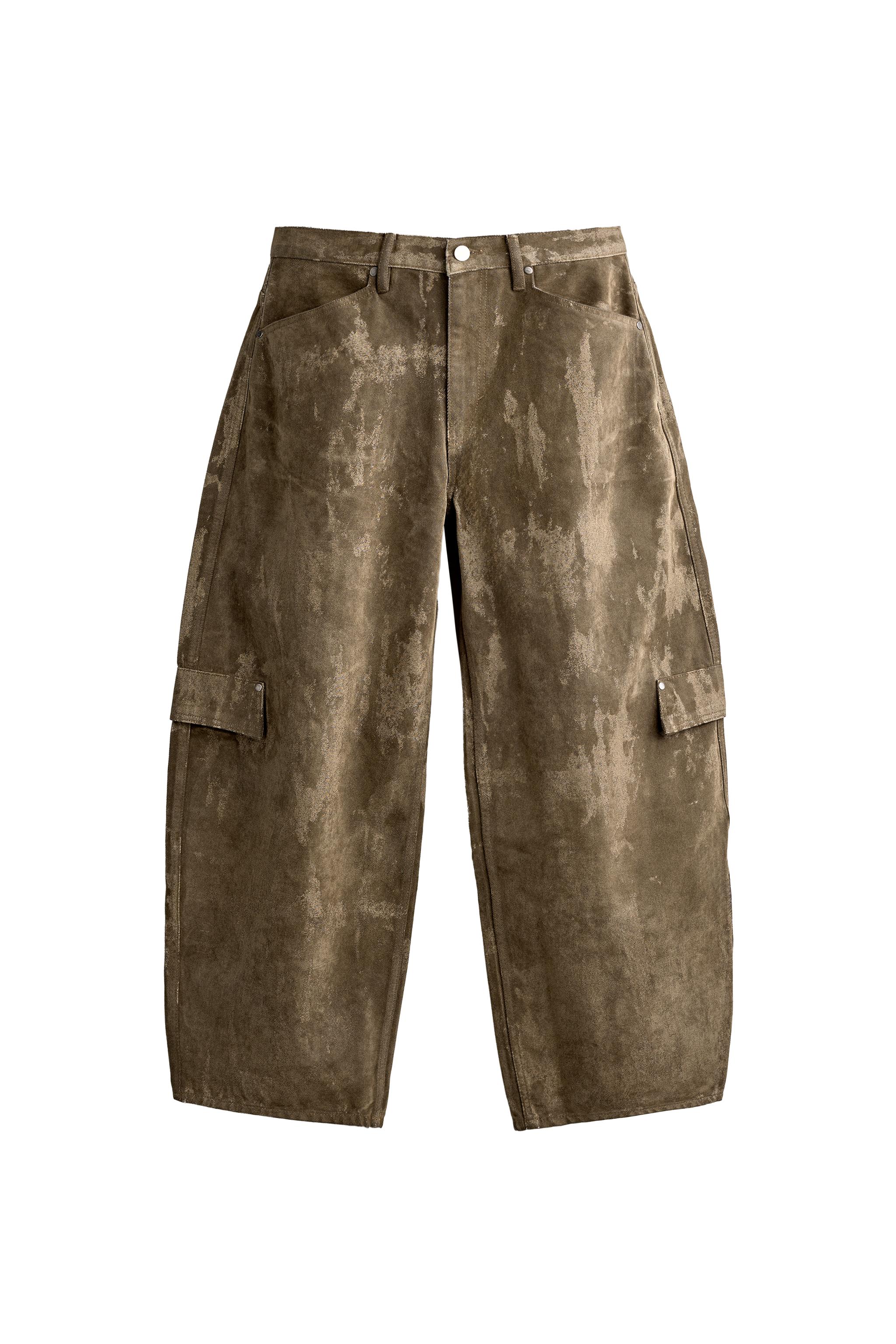 FLOCKED BALLOON FIT CARGO TROUSERS — ZARA