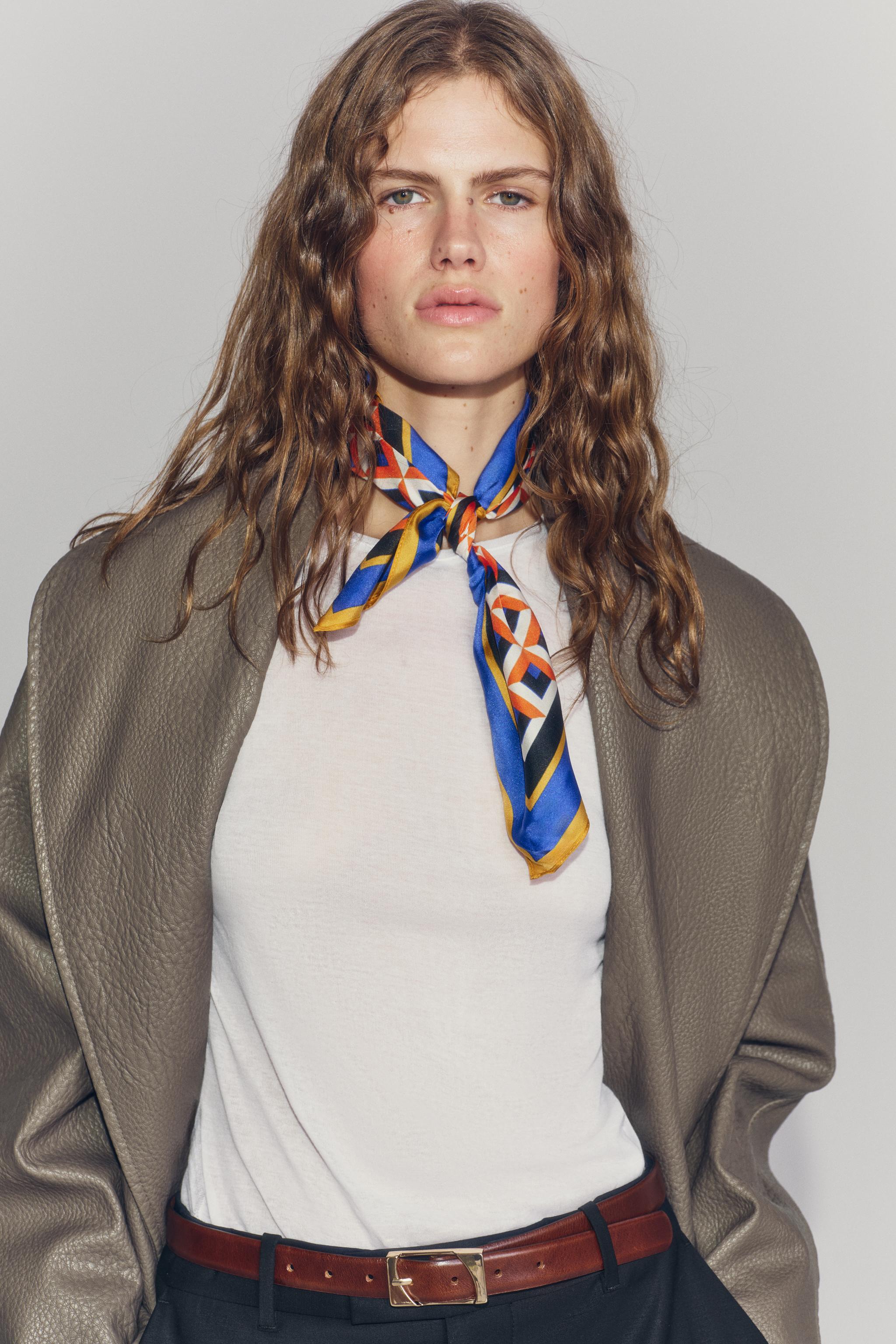 Шелковый платок с принтом — ZARA