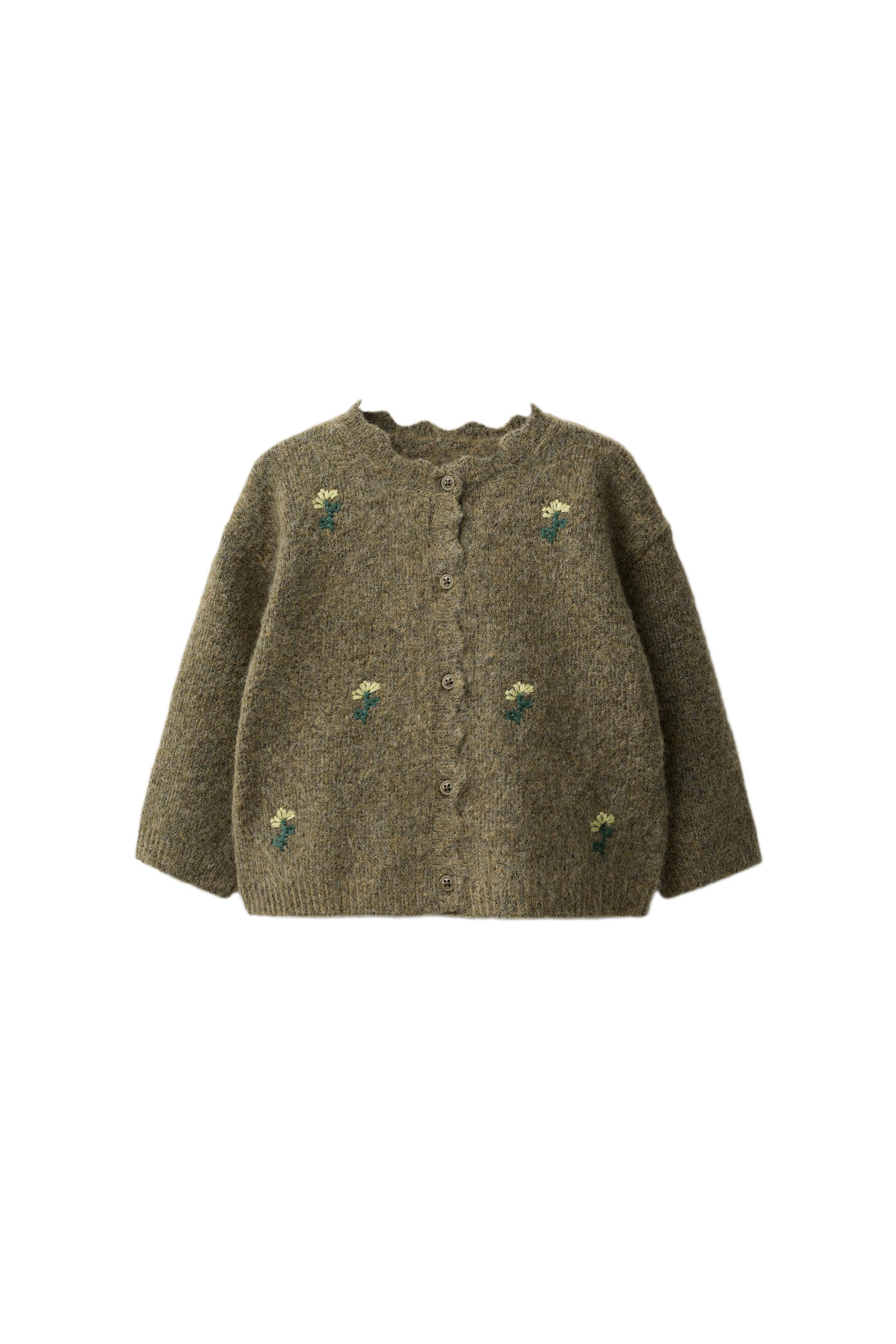 Вязаный кардиган с цветочной вышивкой — ZARA