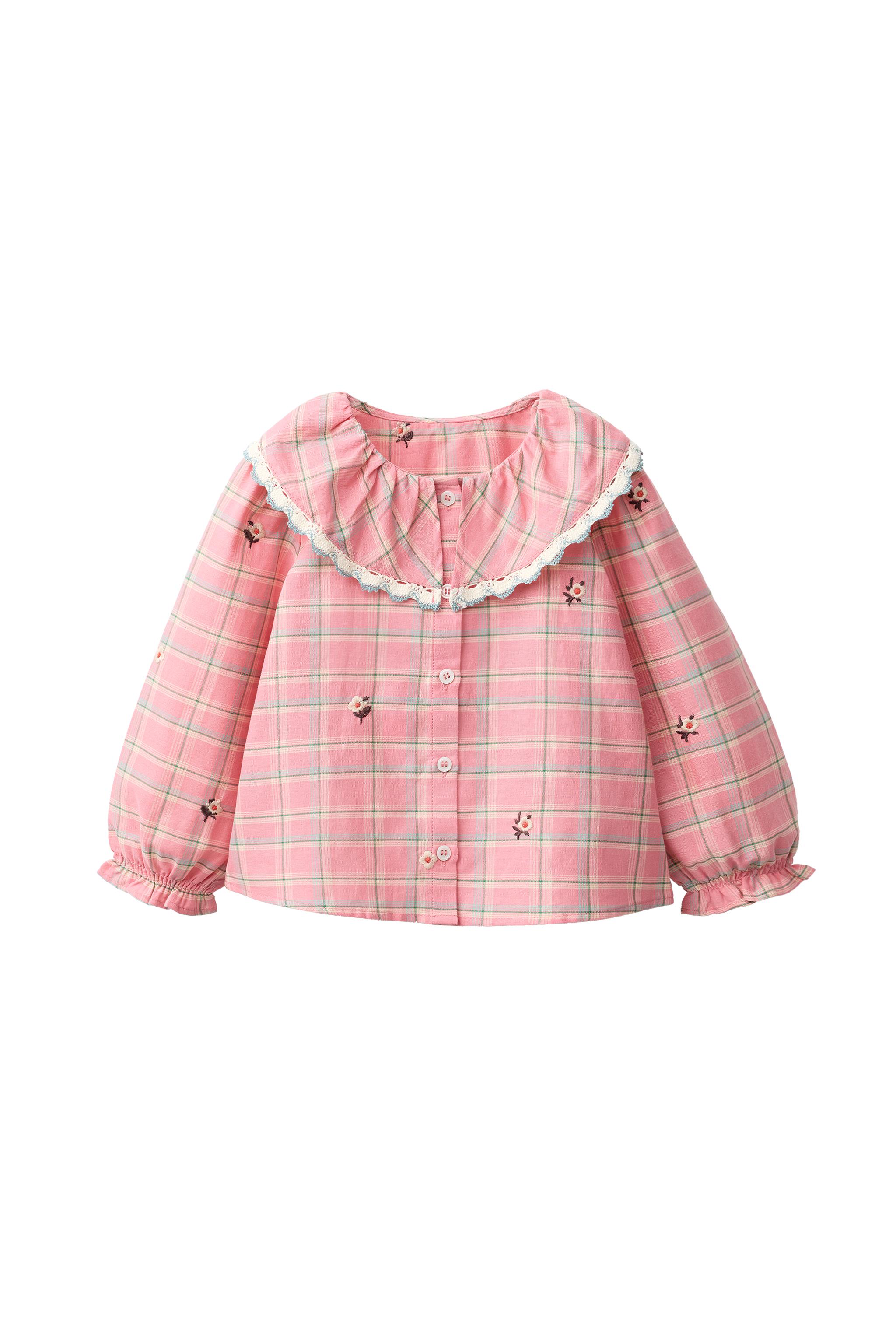 Рубашка в клетку с вышивкой — ZARA