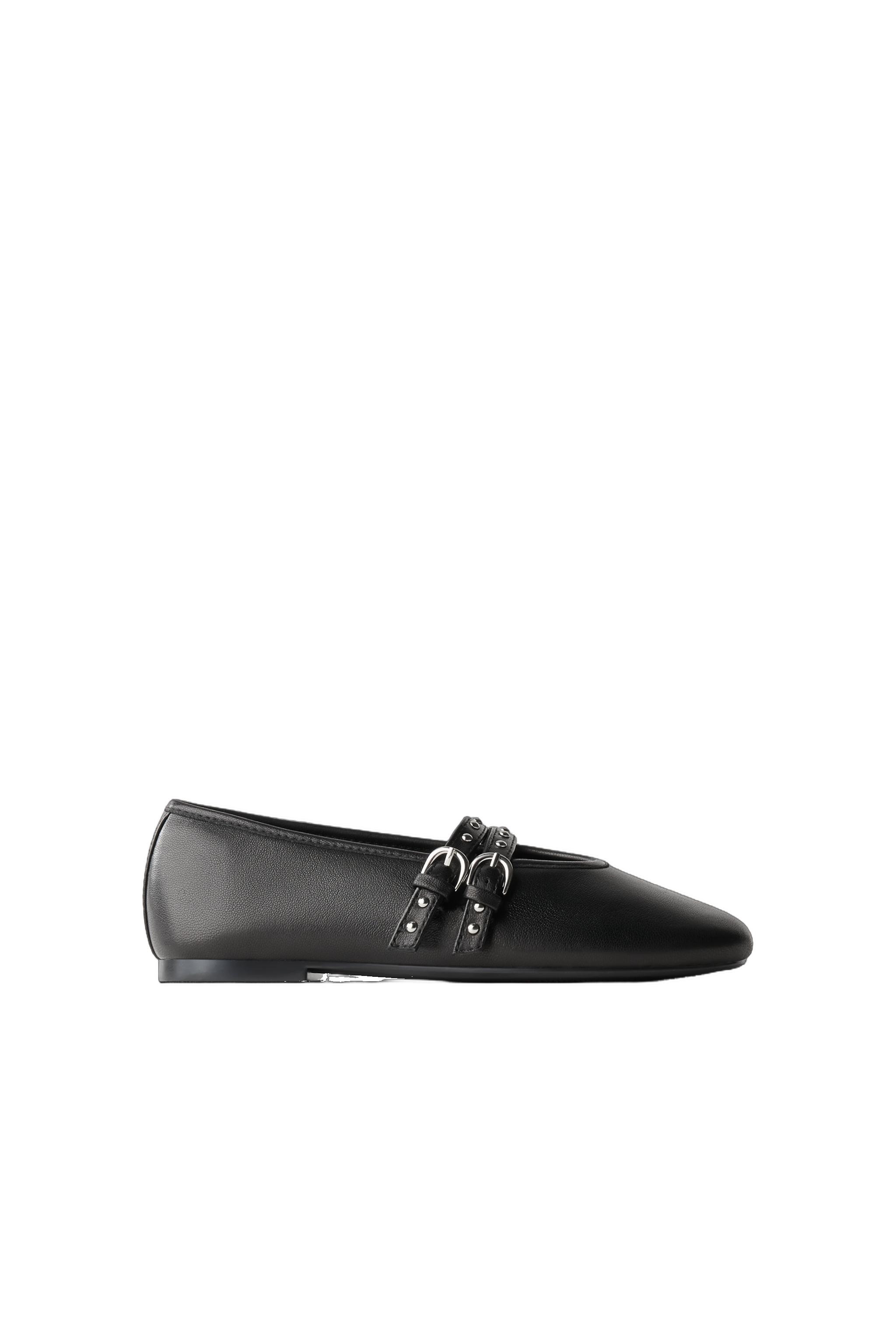 Балетки из кожи с двумя пряжками — ZARA