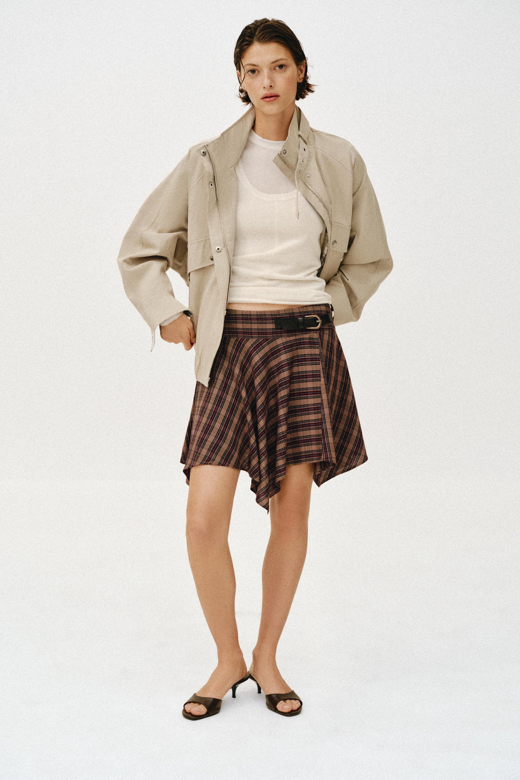 Юбка в клетку с шлёвками для ремня — ZARA