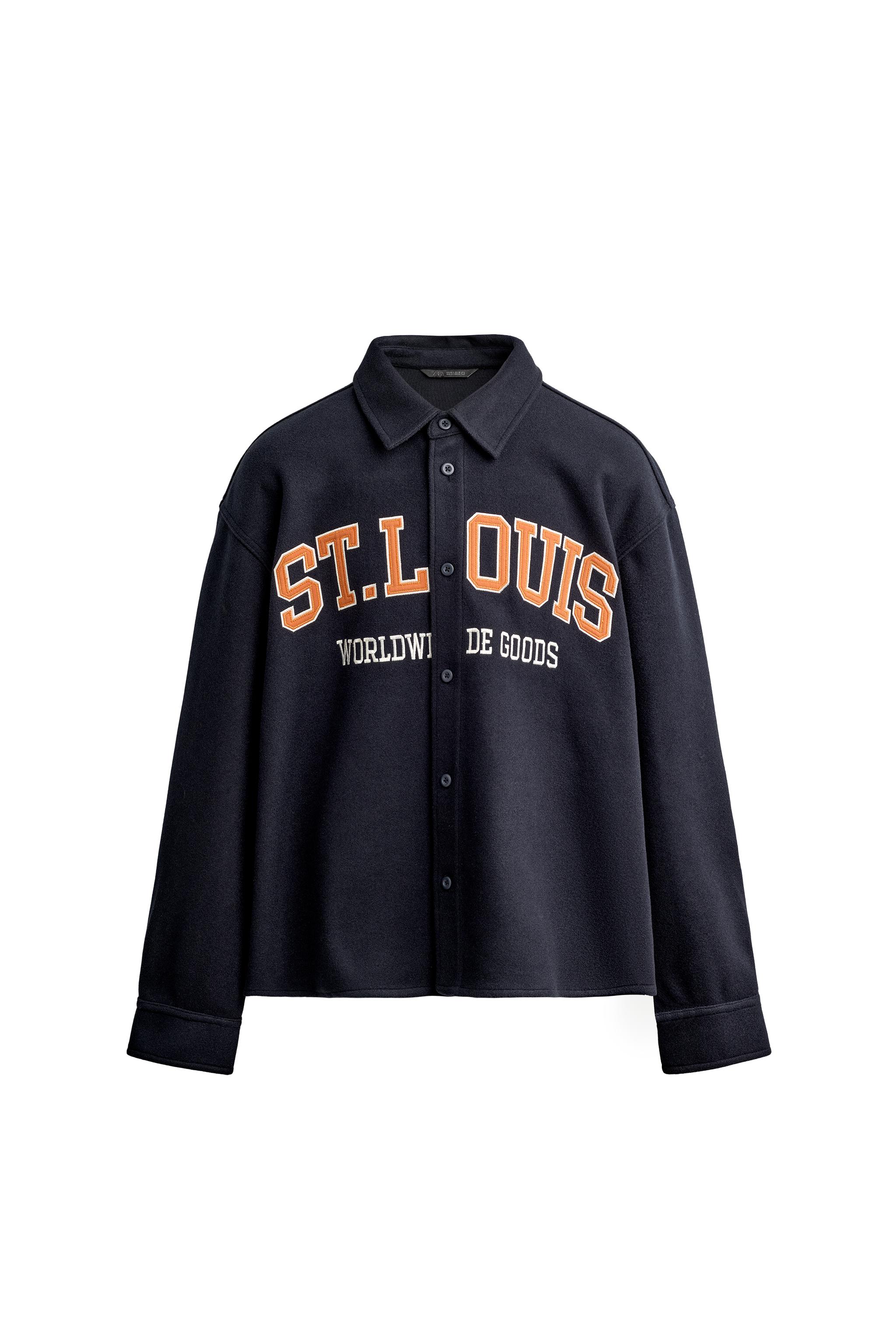 BOXY FIT OVERSHIRT WITH TEXT PATCHES — ZARA