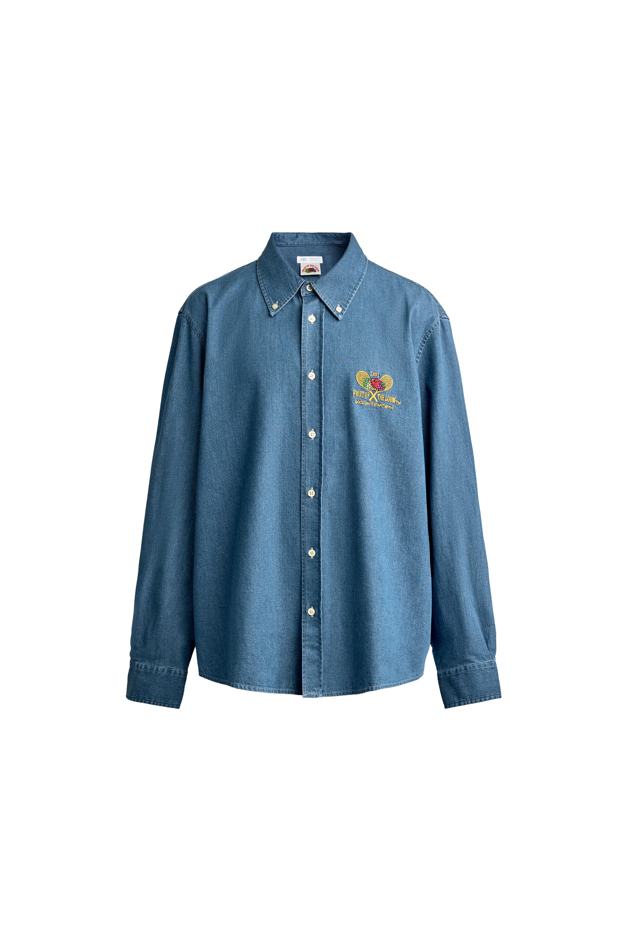 Рубашка из денима Fruit of the Loom™ с вышивкой — ZARA