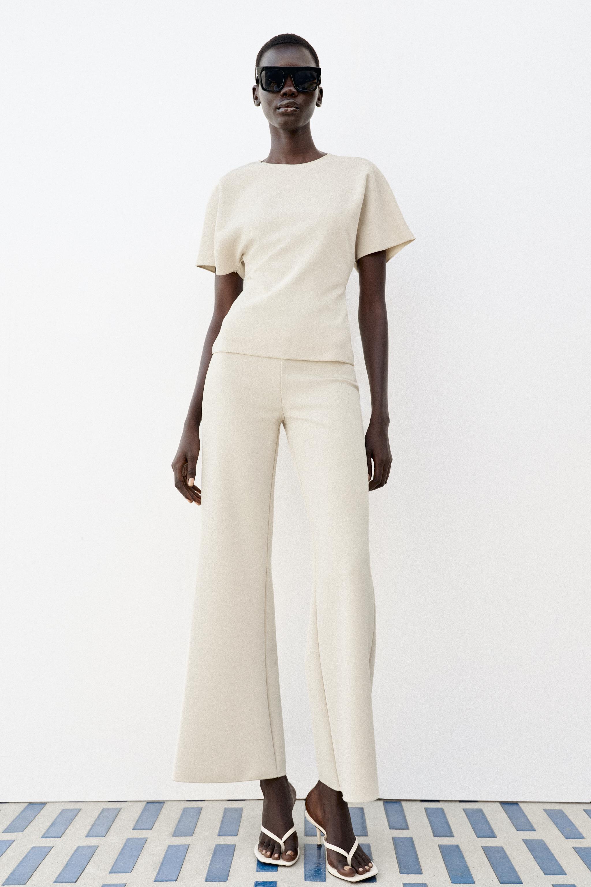 Брюки с широкими штанинами из эластичной ткани — ZARA
