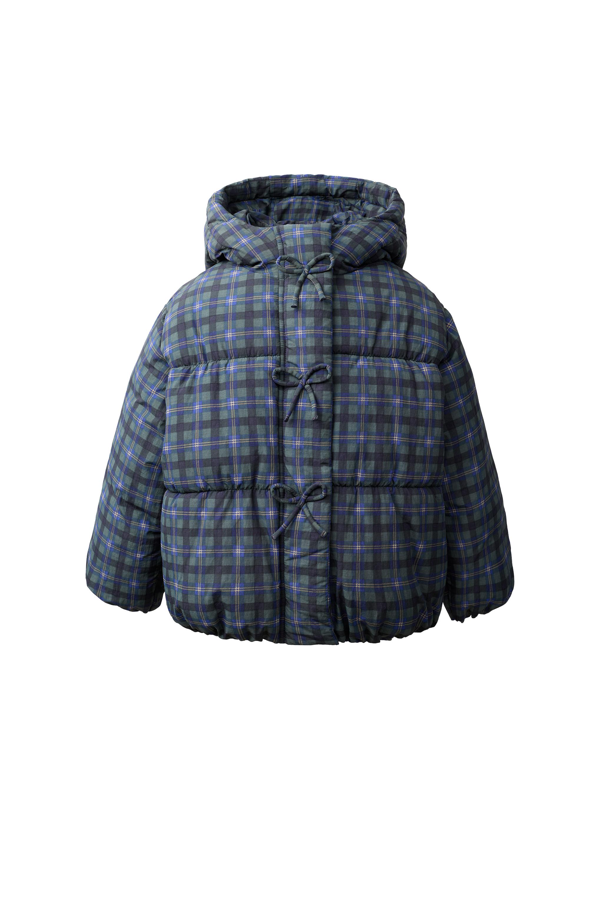 WATER-REPELLENT QUILTED COAT WITH CHECKS AND BOWS — ZARA