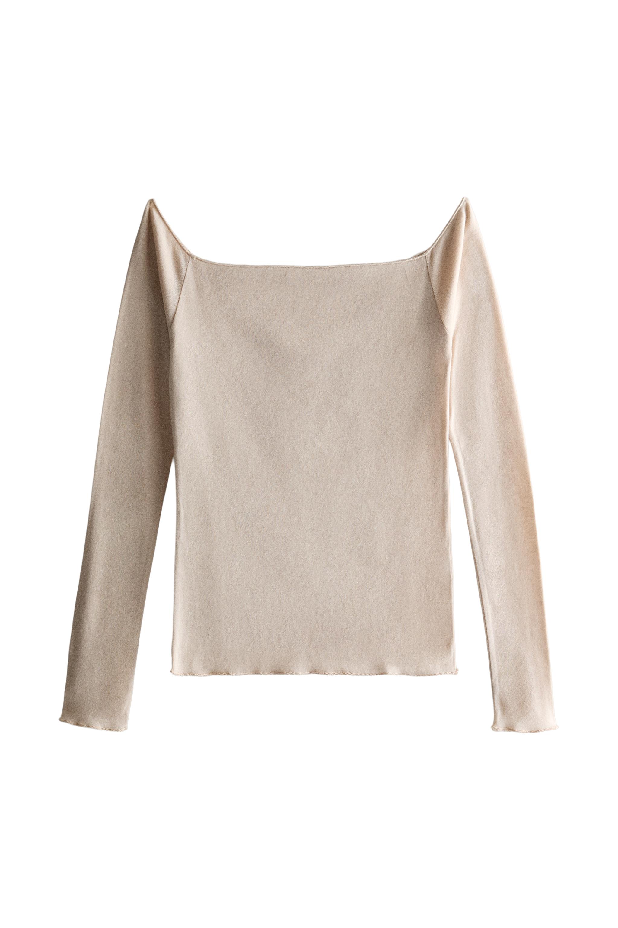 SLIM LONG SLEEVE COTTON T-SHIRT — ZARA