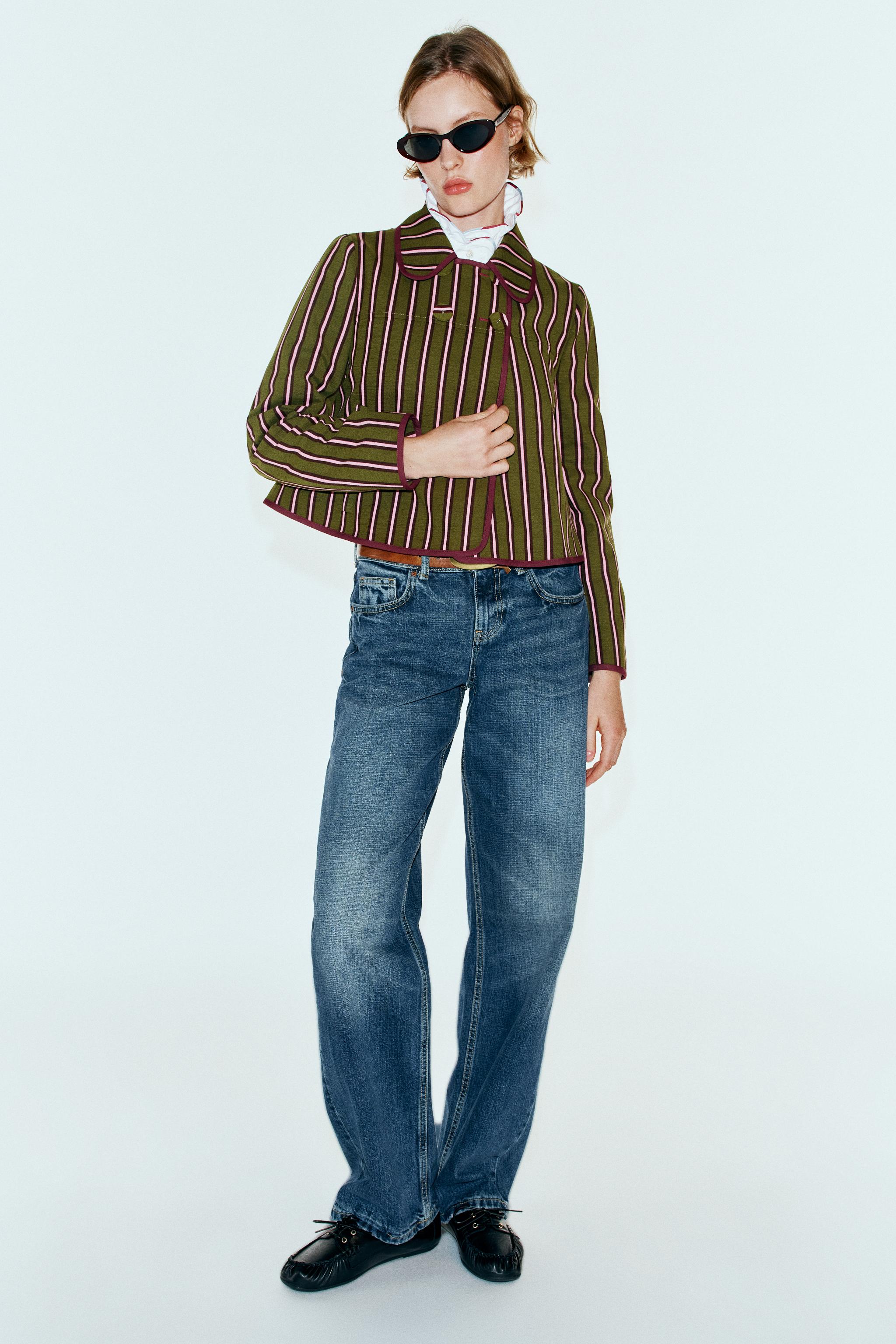 ДВУБОРТНАЯ КУРТКА В ПОЛОСКУ — ZARA