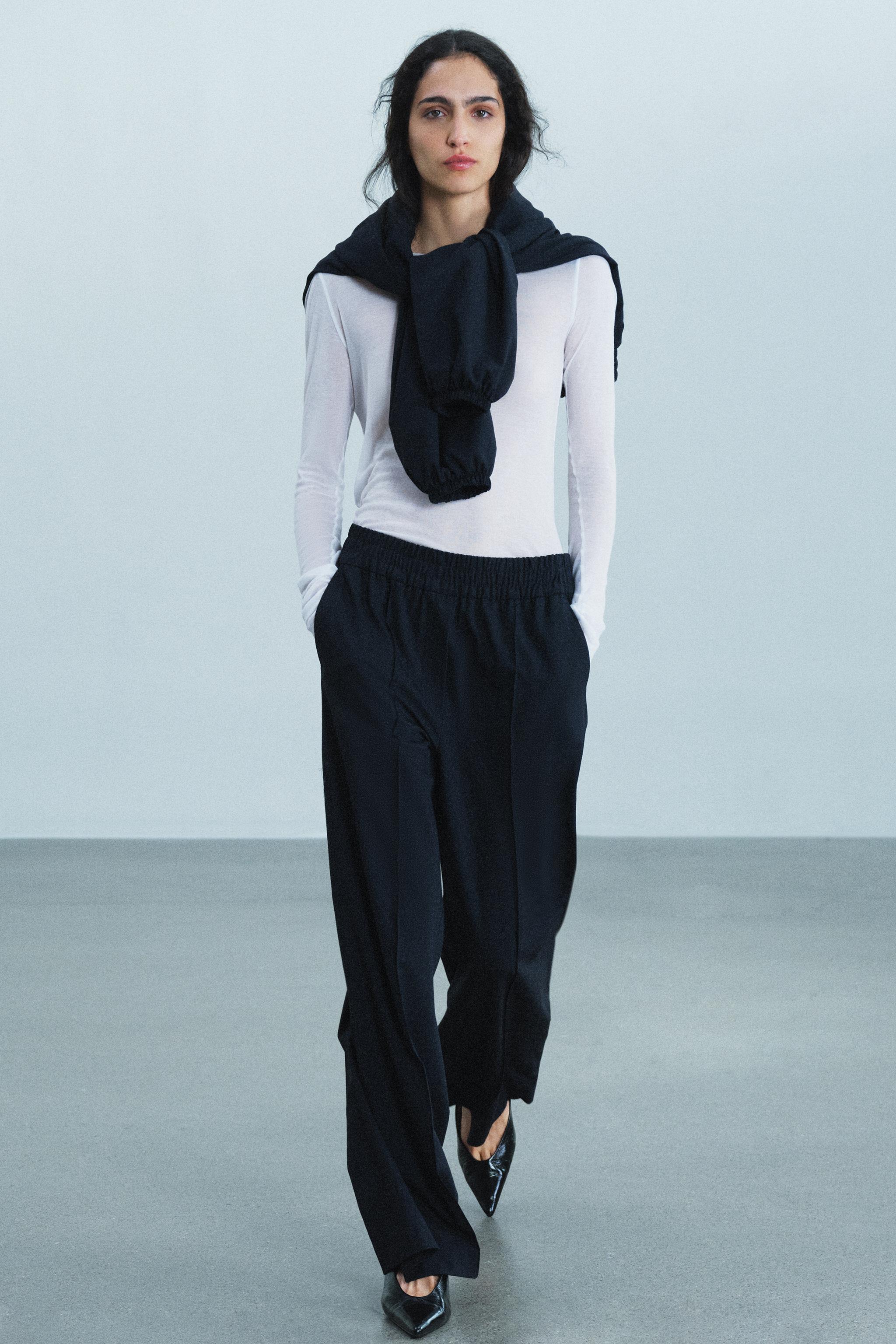 ZW COLLECTION брюки из шерстяной смесовой ткани струящегося кроя — ZARA
