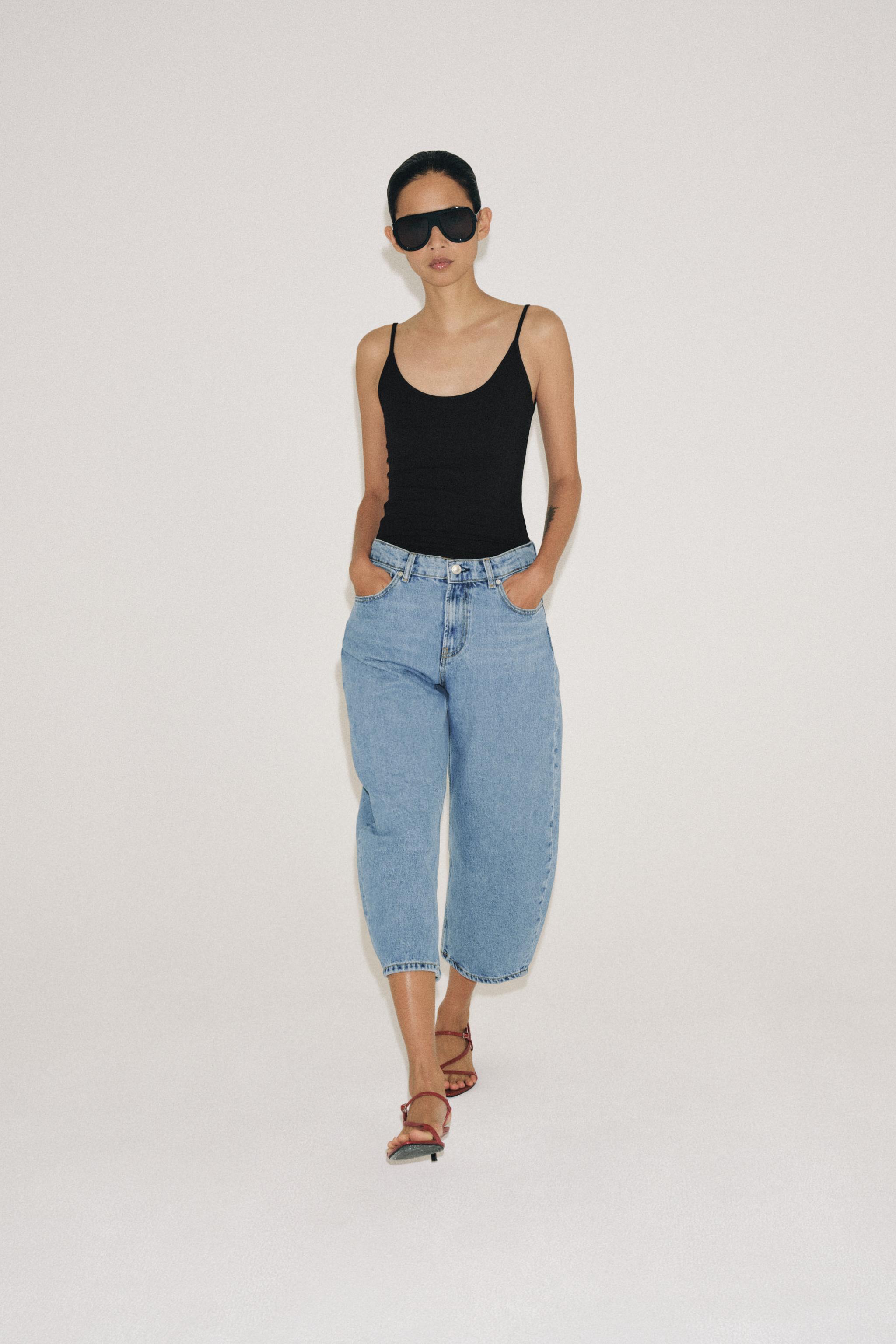 Джинсы-капри ZW COLLECTION силуэта "баллон" со средней посадкой — ZARA