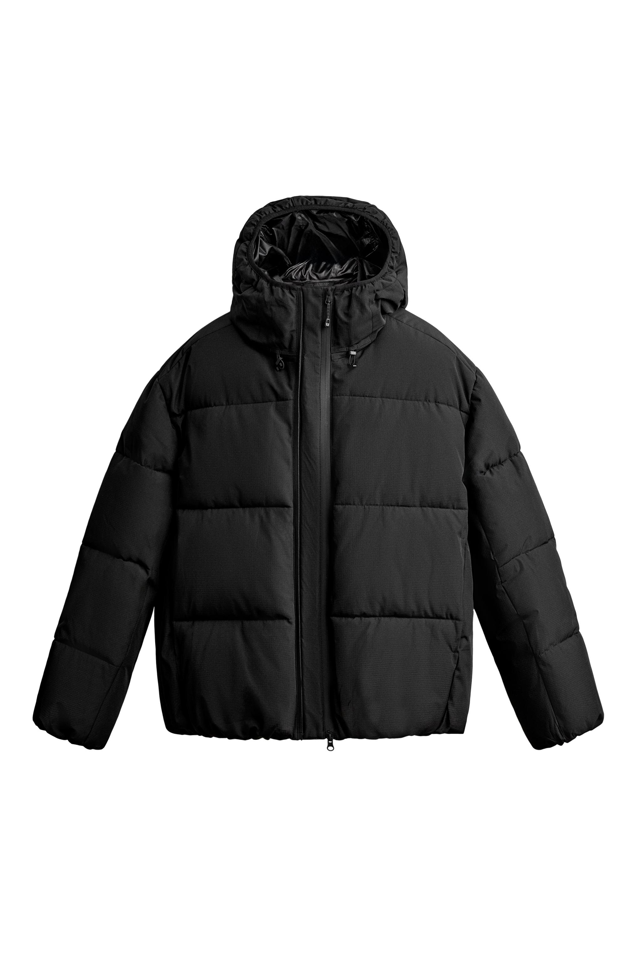 Пуховик-худи свободного кроя из ткани рипстоп — ZARA