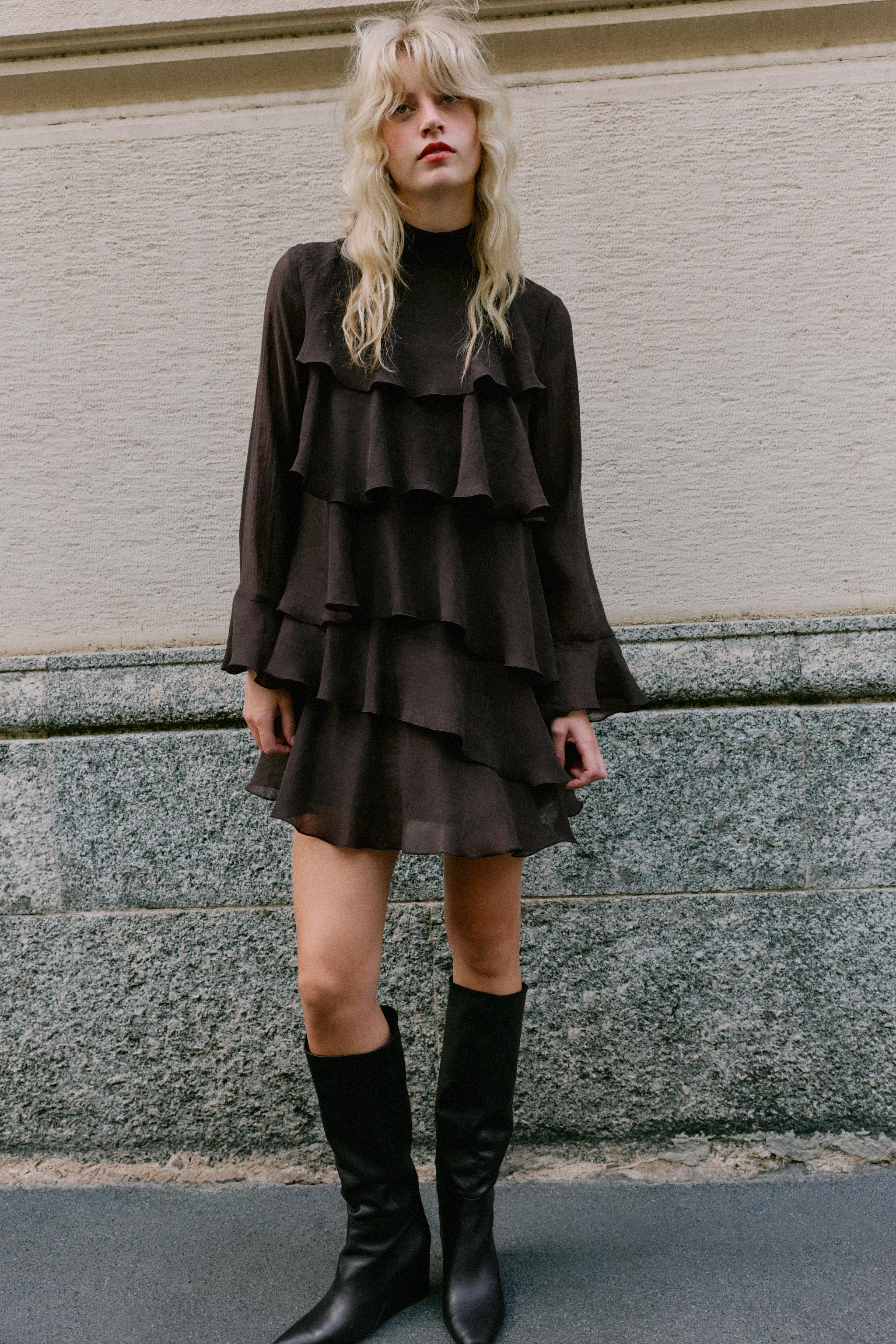 МИНИ-ПЛАТЬЕ С ВОЛАНАМИ — ZARA