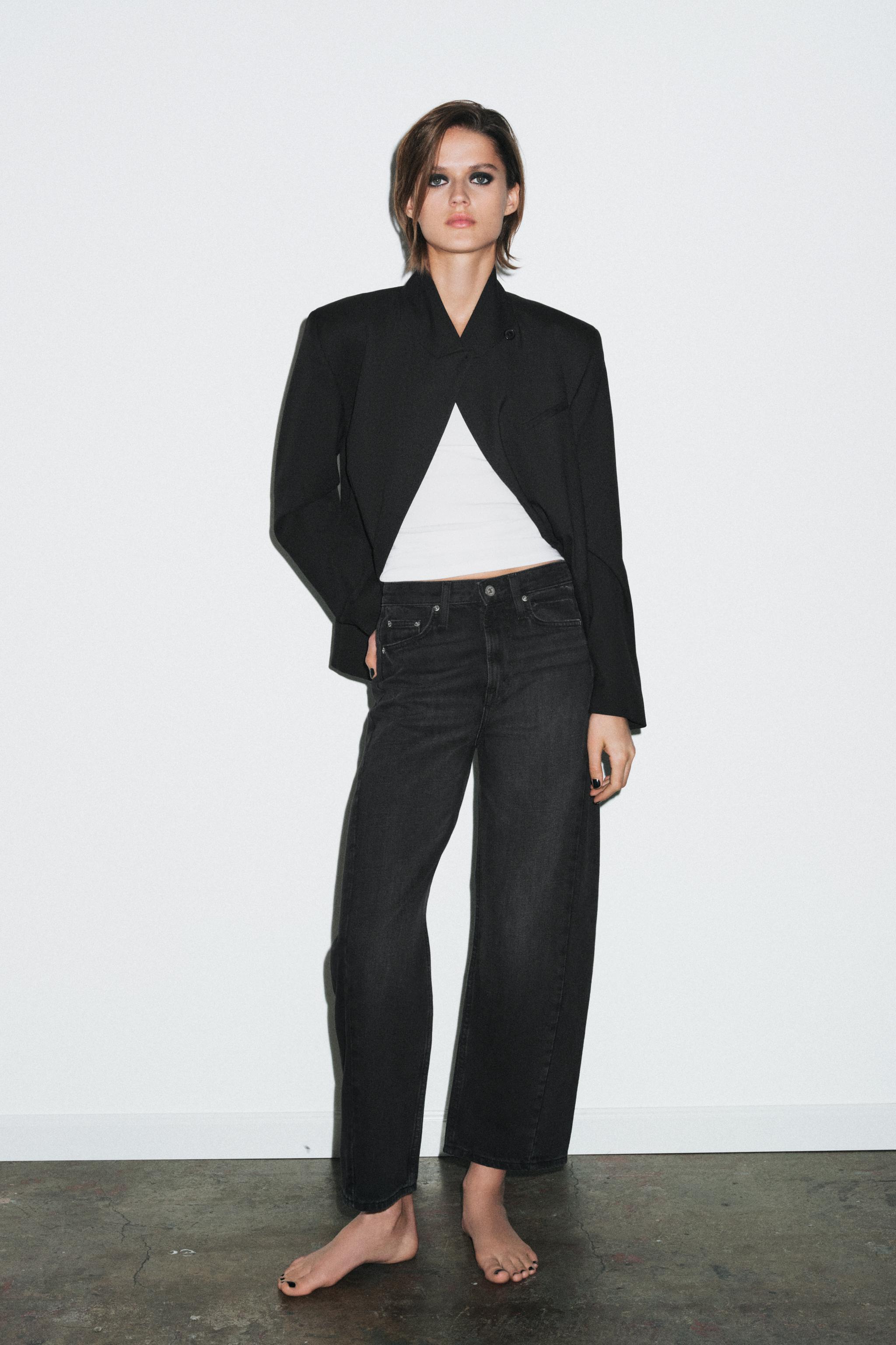 ZW COLLECTION джинсы со средней посадкой свободного кроя длиной до щиколотки — ZARA