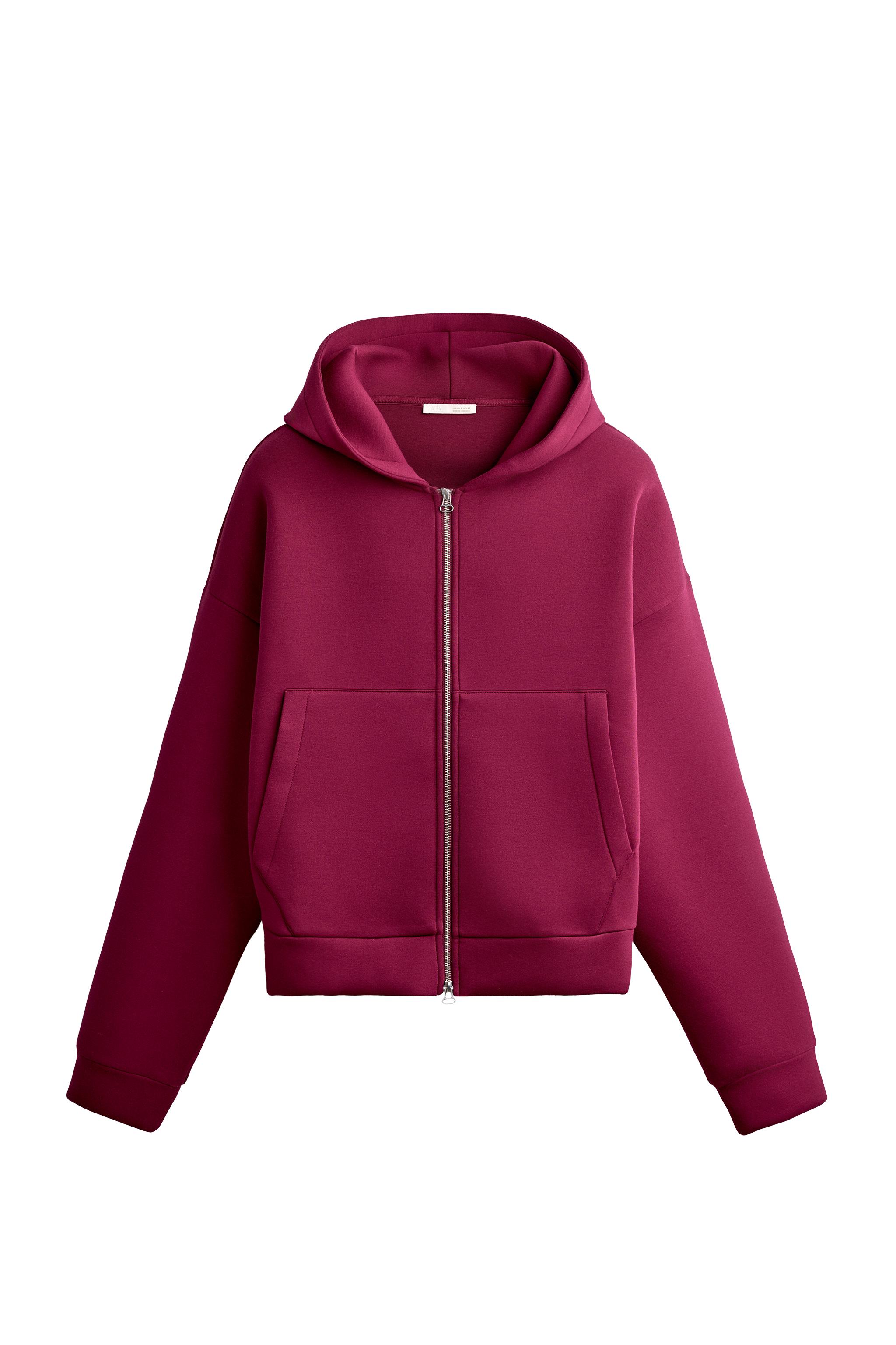 Худи на молнии с капюшоном из технической ткани — ZARA