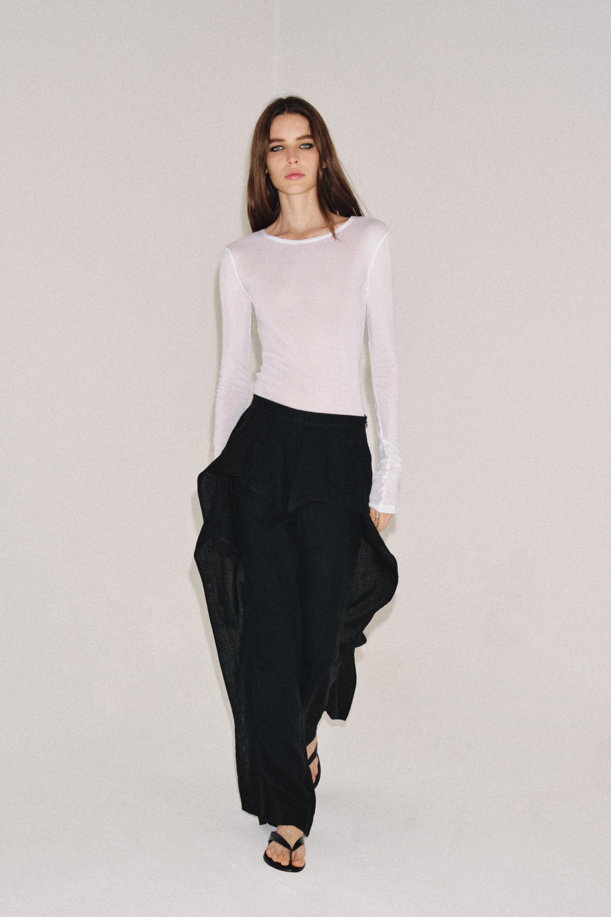 Брюки ZW COLLECTION из 100% льна с рюшами — ZARA