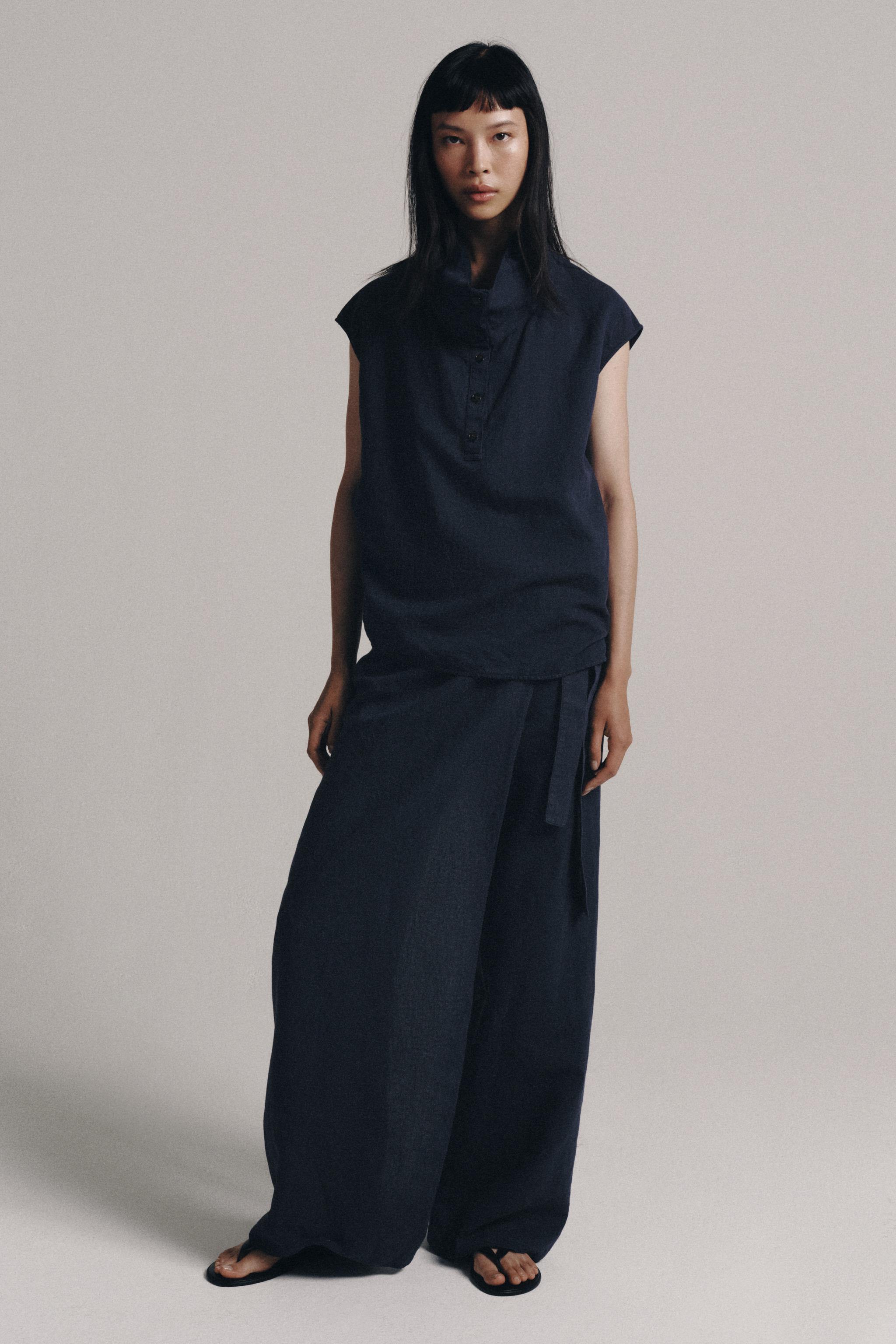 Брюки-парео ZW COLLECTION из смесового льна — ZARA