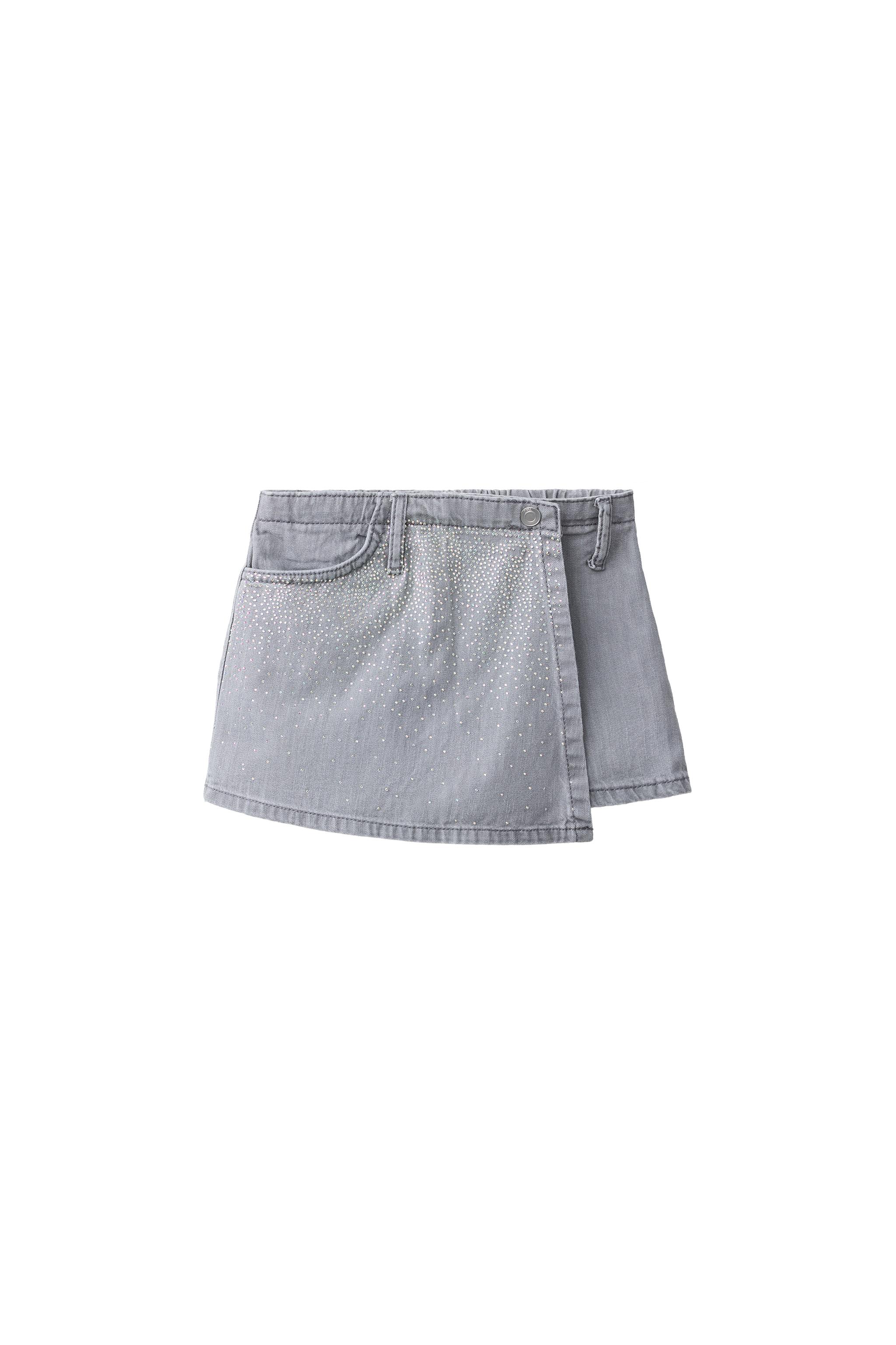 Юбка-шорты бермуды из джинсы с блестящими деталями — ZARA