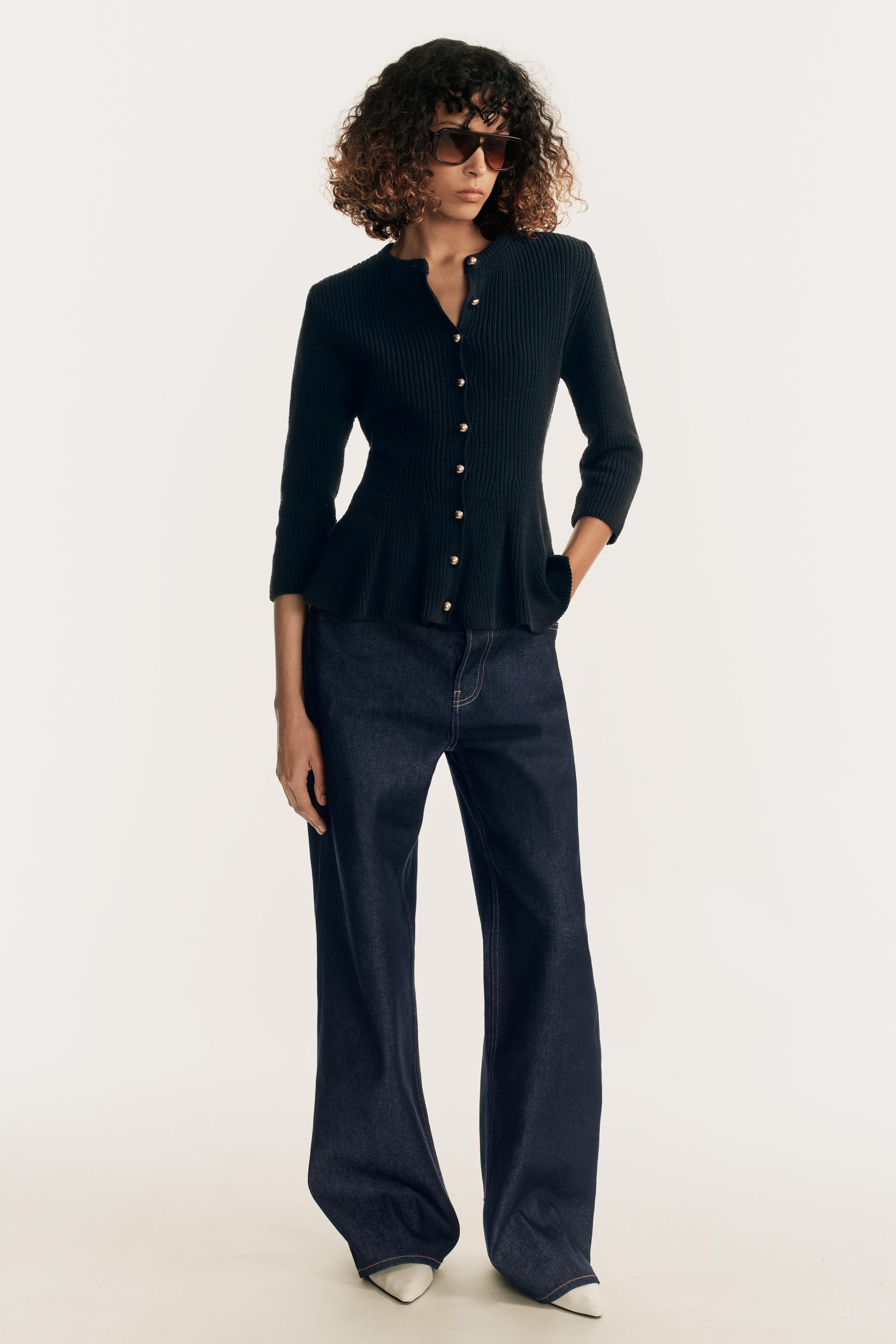 Кардиган из трикотажа с баской — ZARA