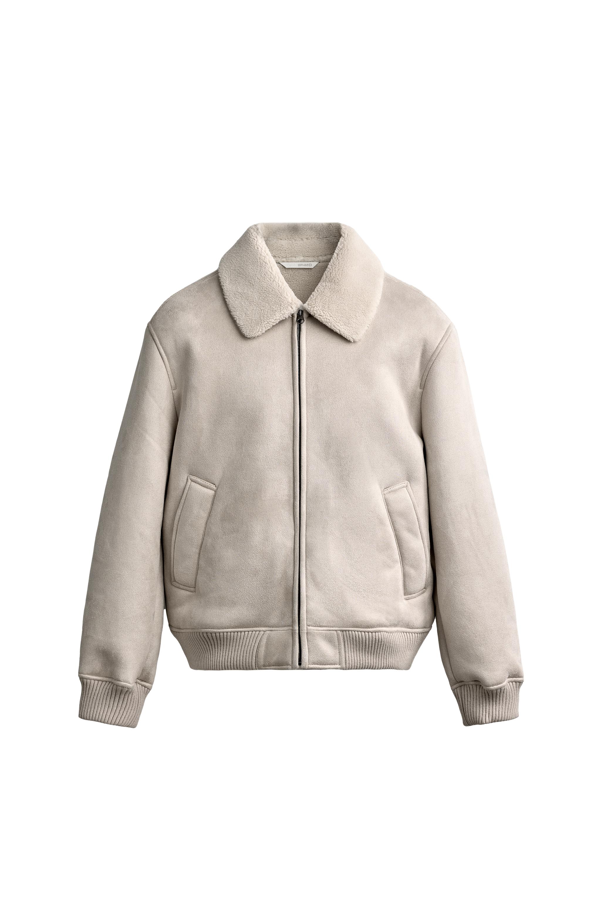 Куртка под кожу с контрастной отделкой из искусственной овчины — ZARA