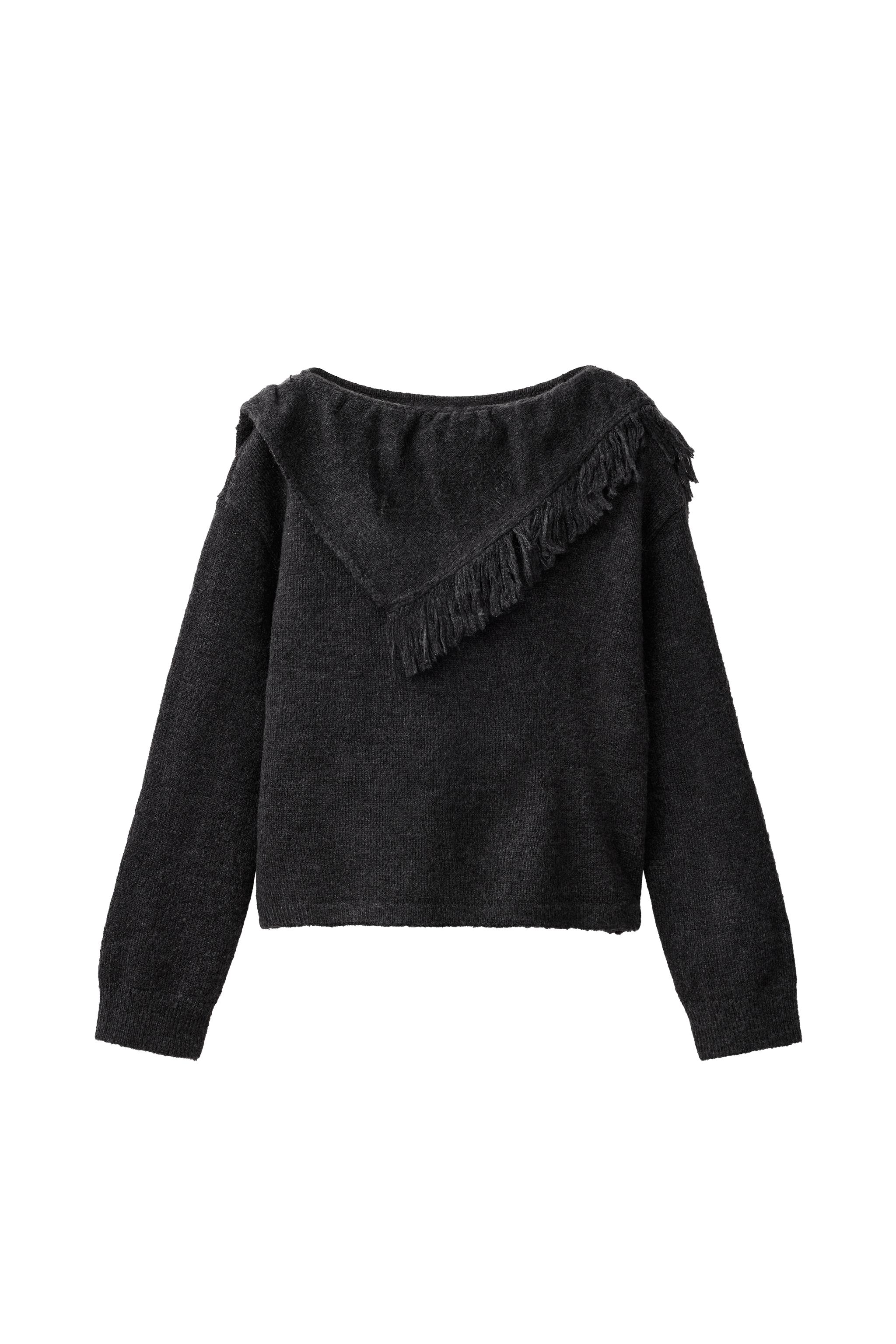 FRINGED BANDANA KNIT JUMPER — ZARA