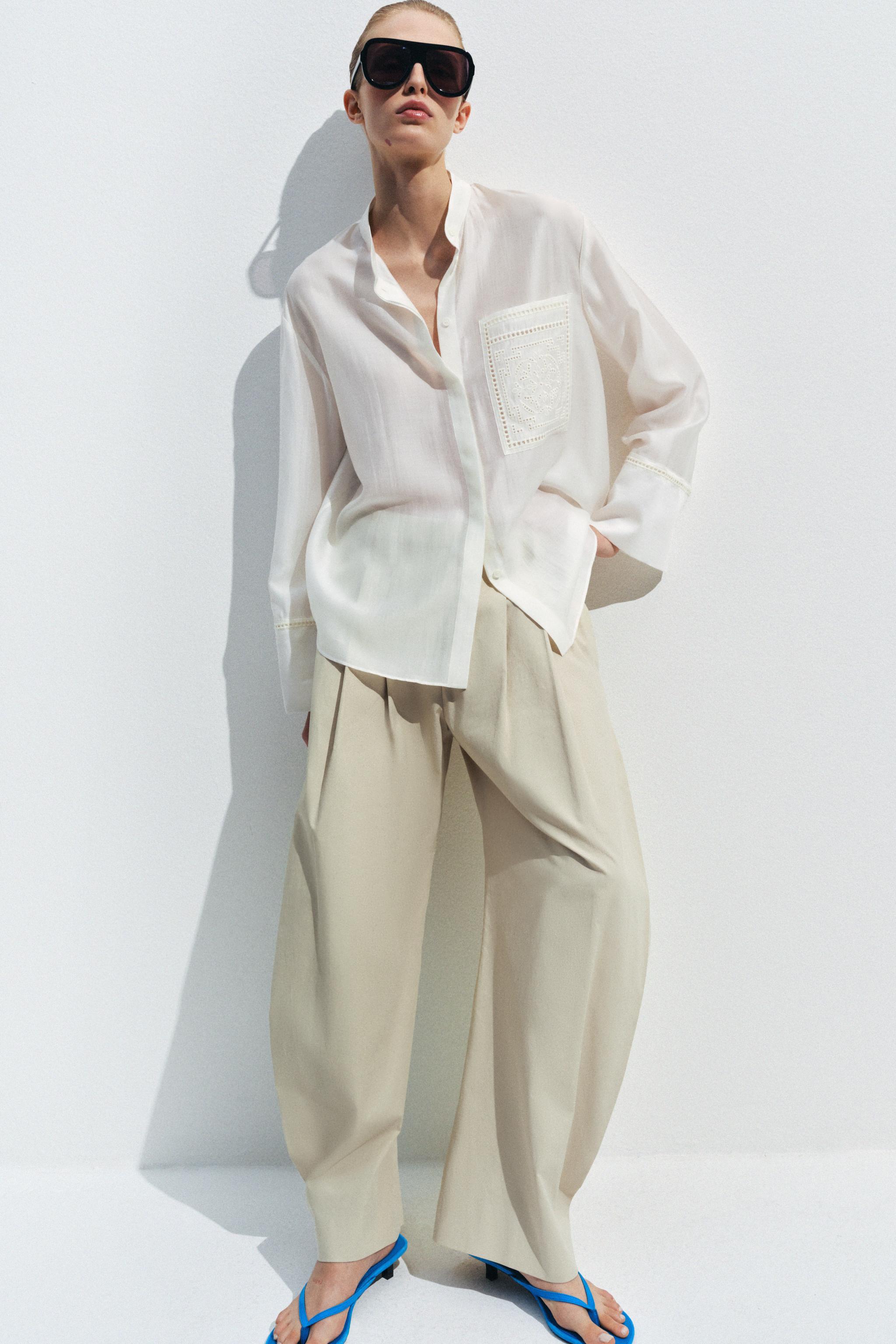 РУБАШКА С КАРМАНОМ И ВЫШИВКОЙ — ZW COLLECTION — ZARA