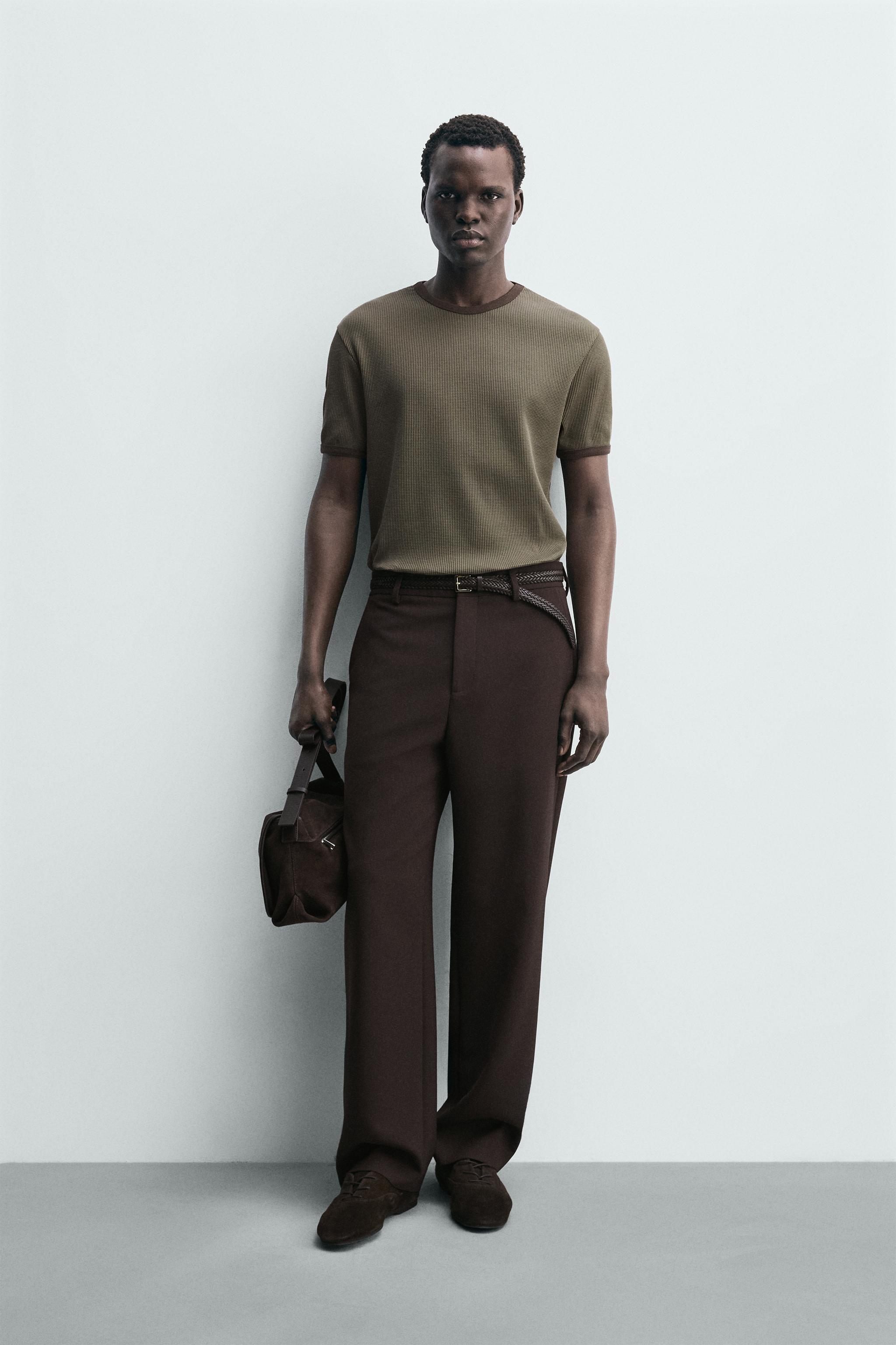 Фактурная футболка с вафельной вязкой — ZARA