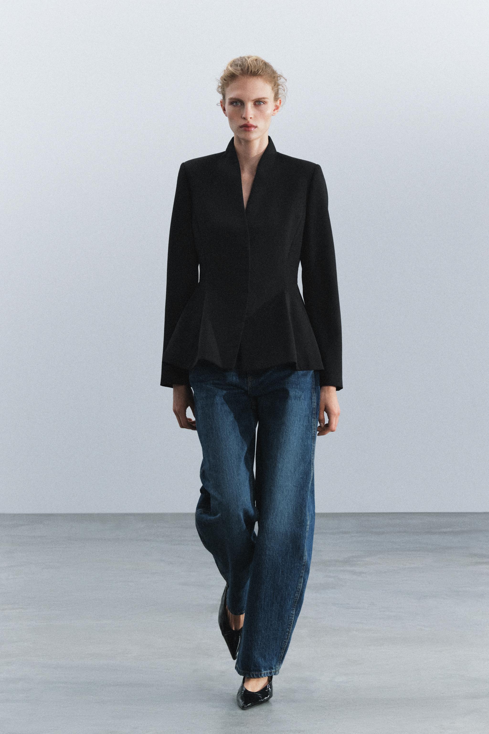 Блейзер ZW COLLECTION с баской из шерстяной смеси — ZARA
