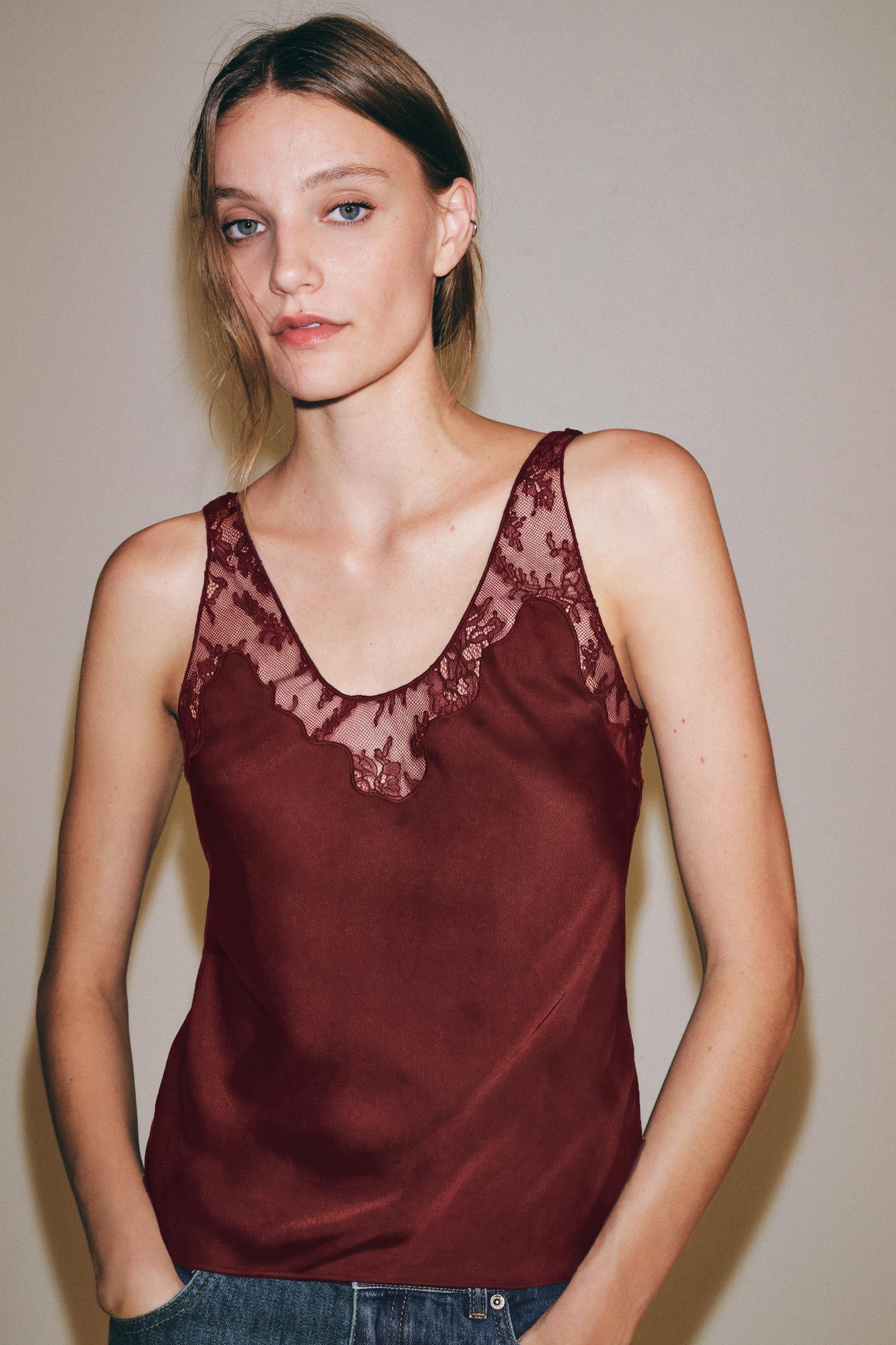 ТОП В БЕЛЬЕВОМ СТИЛЕ С КРУЖЕВОМ — ZW COLLECTION — ZARA