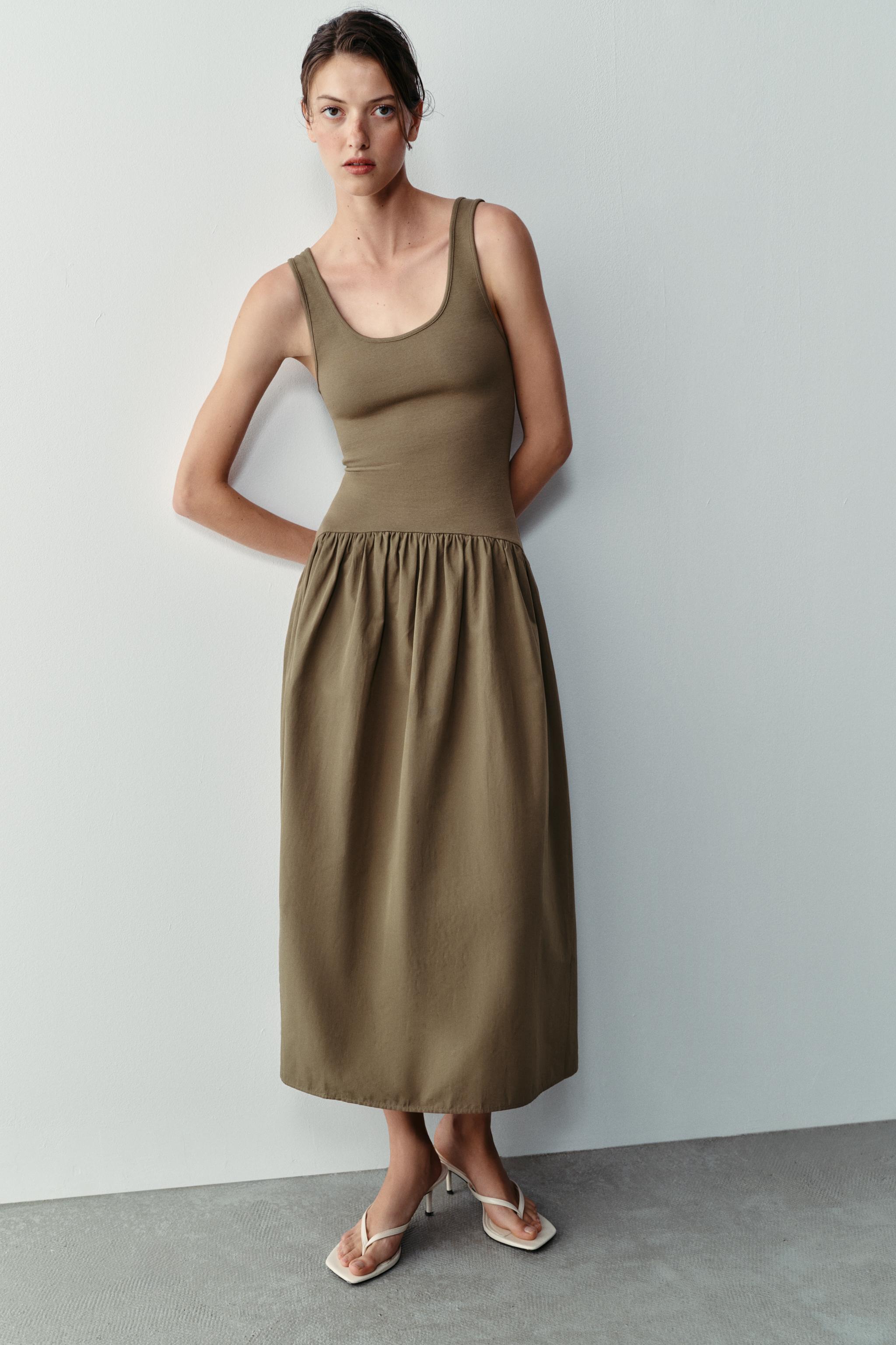 Платье с контрастными бретелями — ZARA