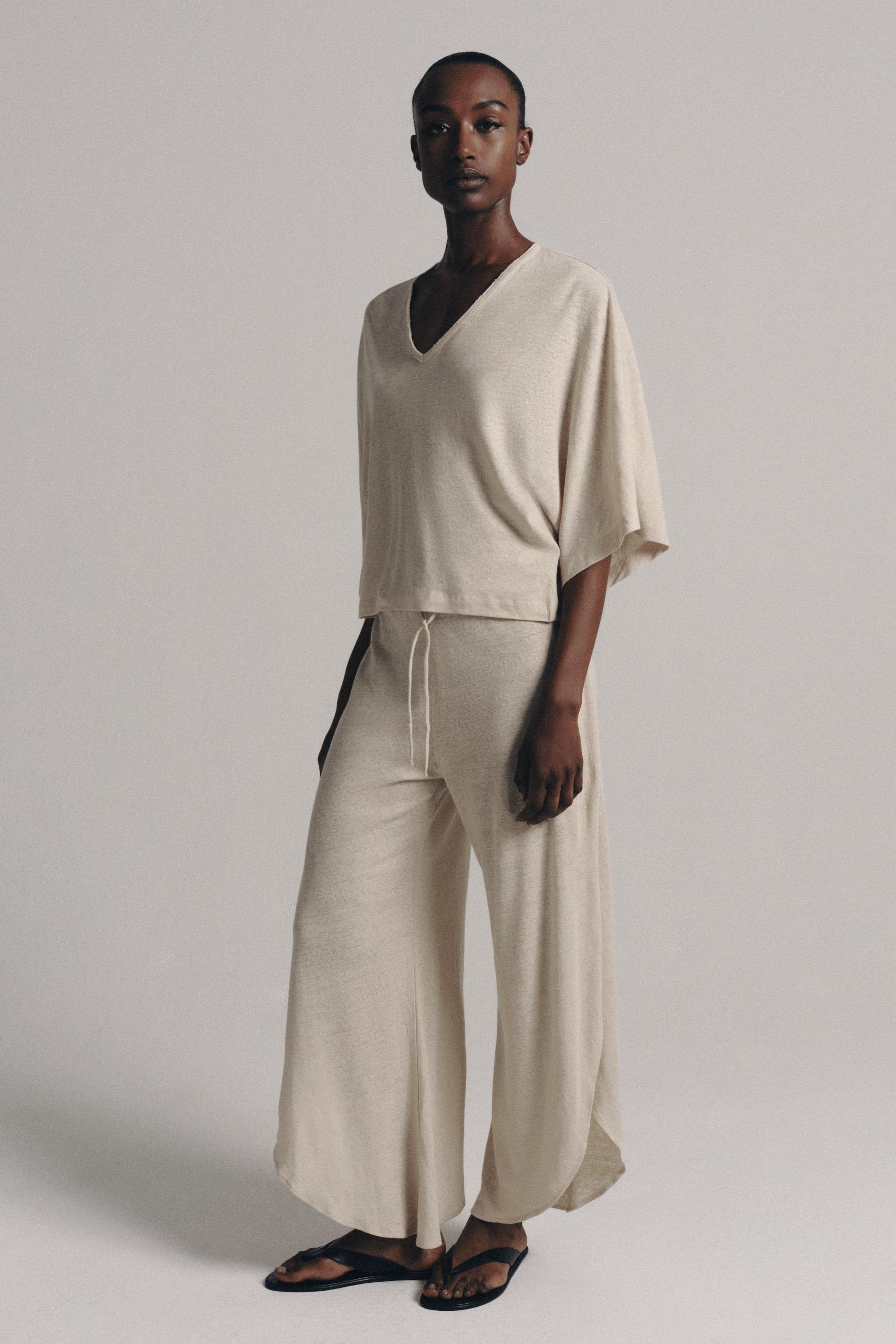 Брюки из смесового льна с разрезами — ZARA