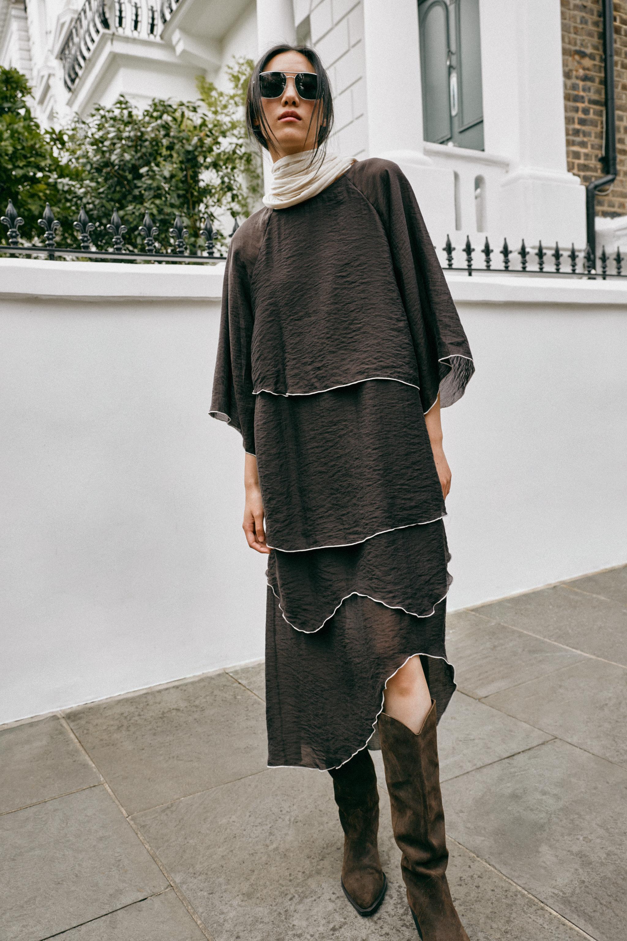 ПЛАТЬЕ МИДИ С ВОЛАНАМИ — ZARA